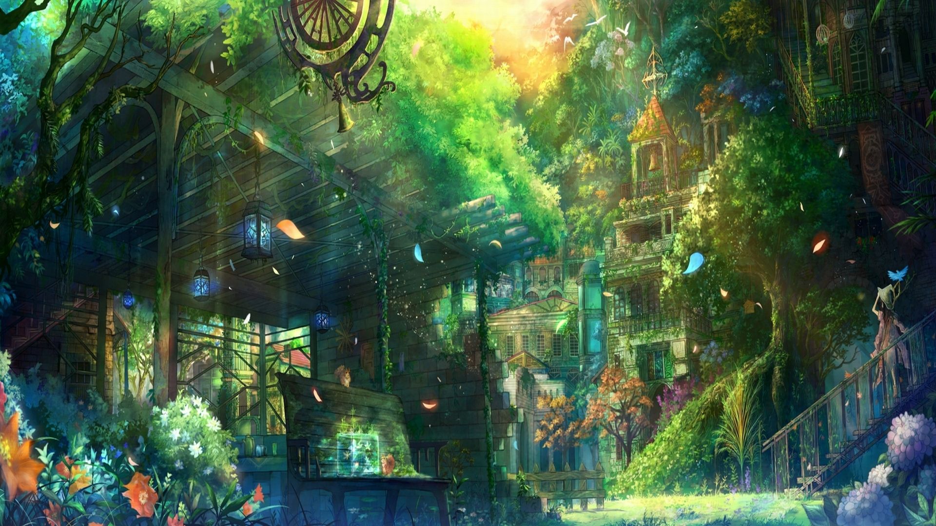 Città anime tra alberi verdi, 1920x1080 1080p, Desktop