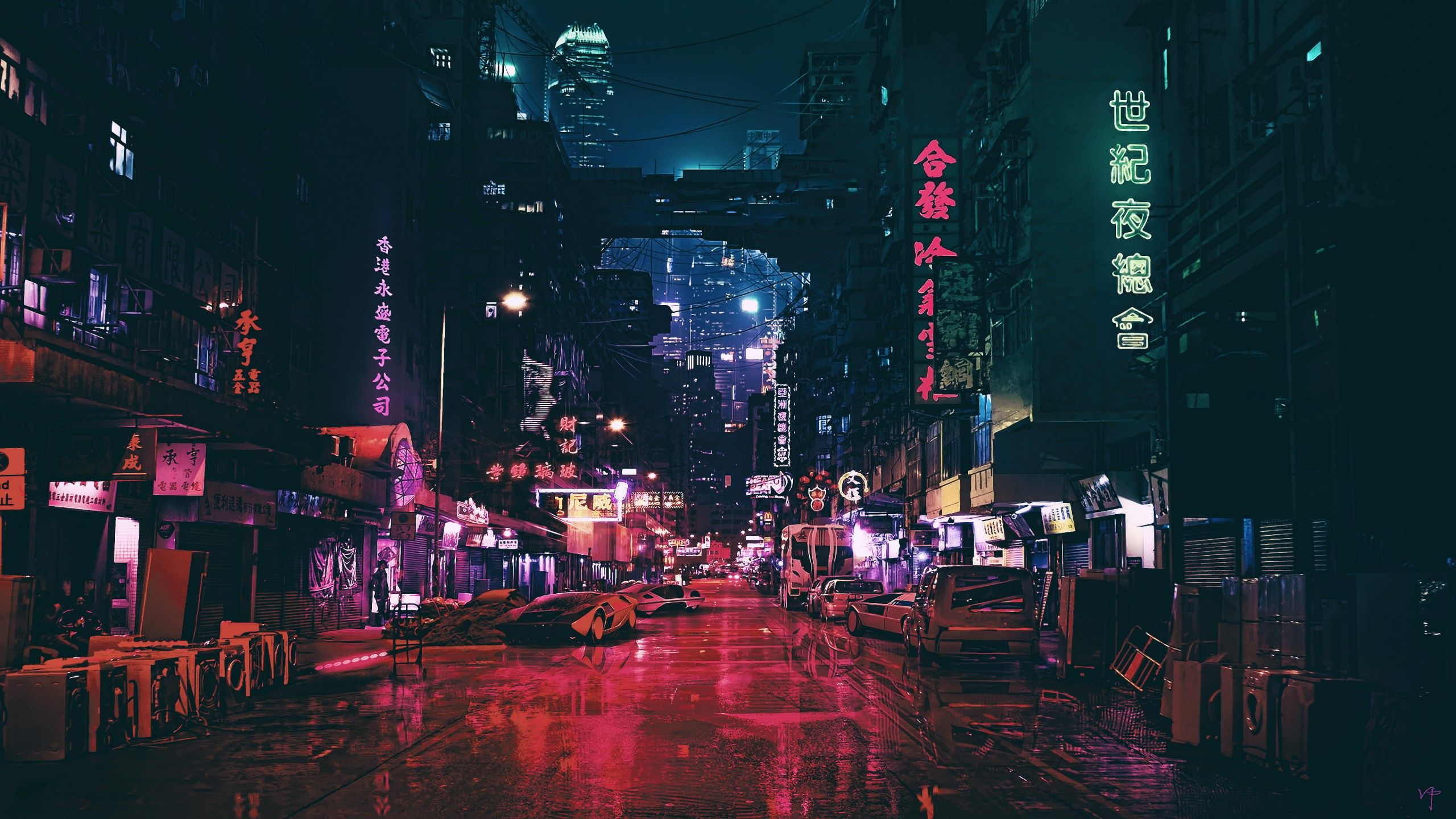Città cyberpunk notturna neon, 2560x1440 QHD, Laptop