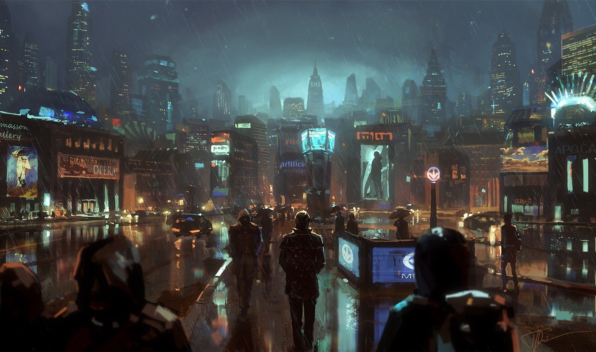 Città futuristica notturna piovosa, 1920x1135 1080p, Desktop