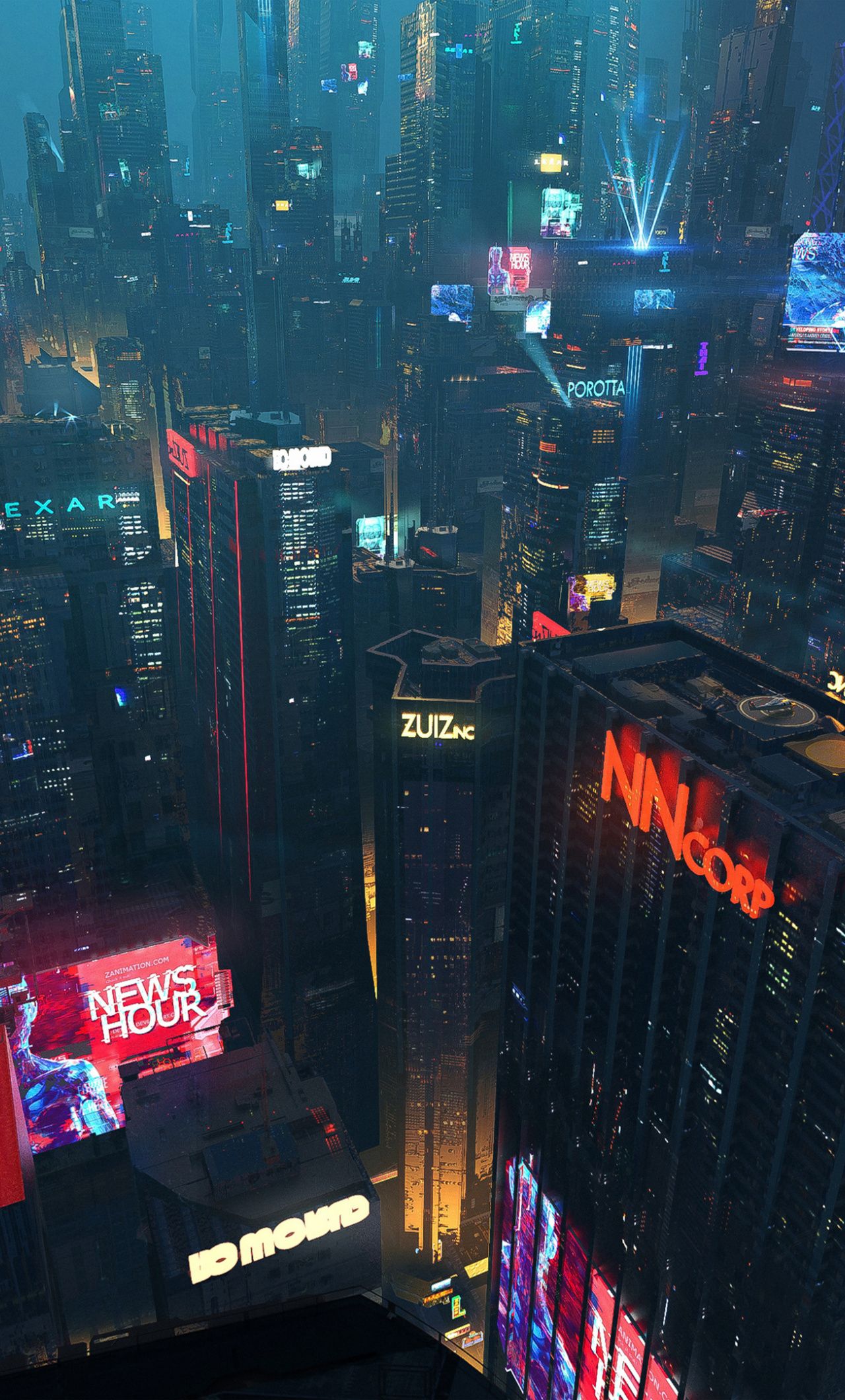 Città futuristica di notte, 1280x2120 Full HD Verticale, iPhone