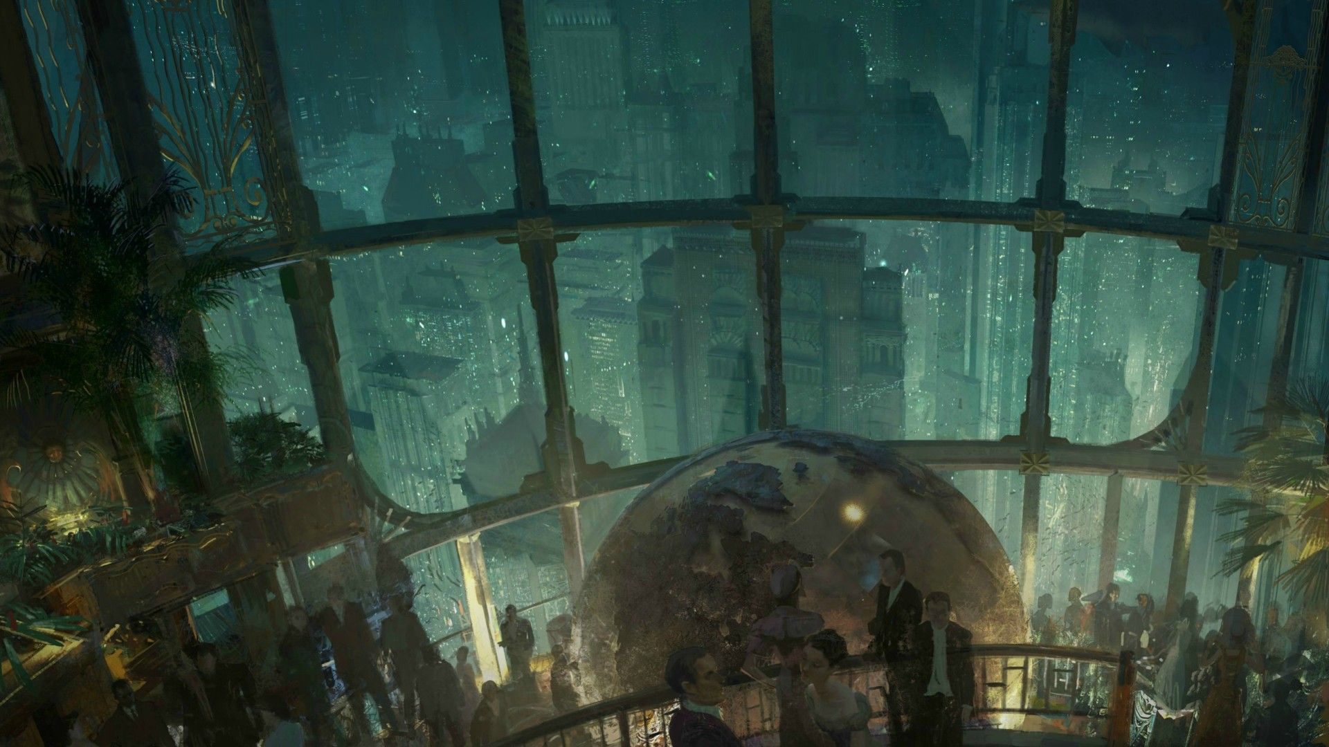 Città futuristica notturna vista da cupola, 1920x1080 1080p, PC