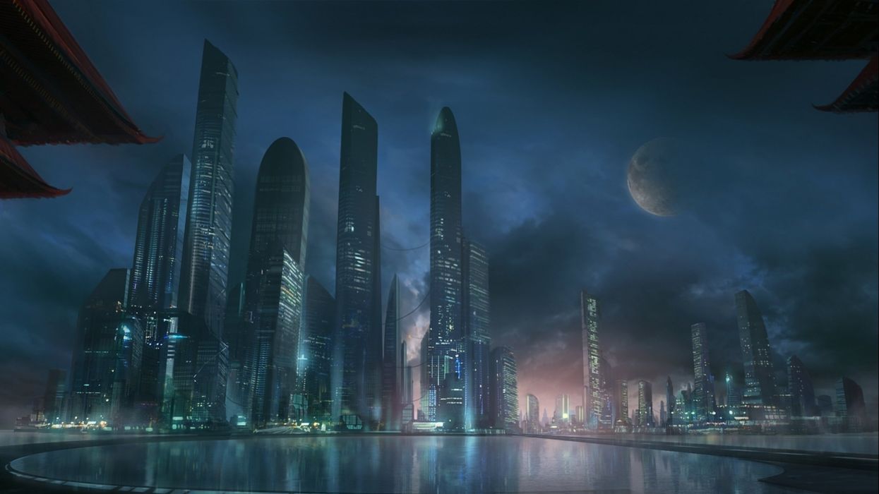 Città futuristica di notte, 1245x700 HD, PC Desktop