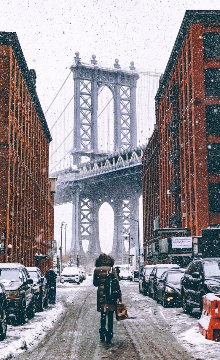 Ponte Manhattan Bridge innevato Dumbo, 742x1216 Verticale, OnePlus
