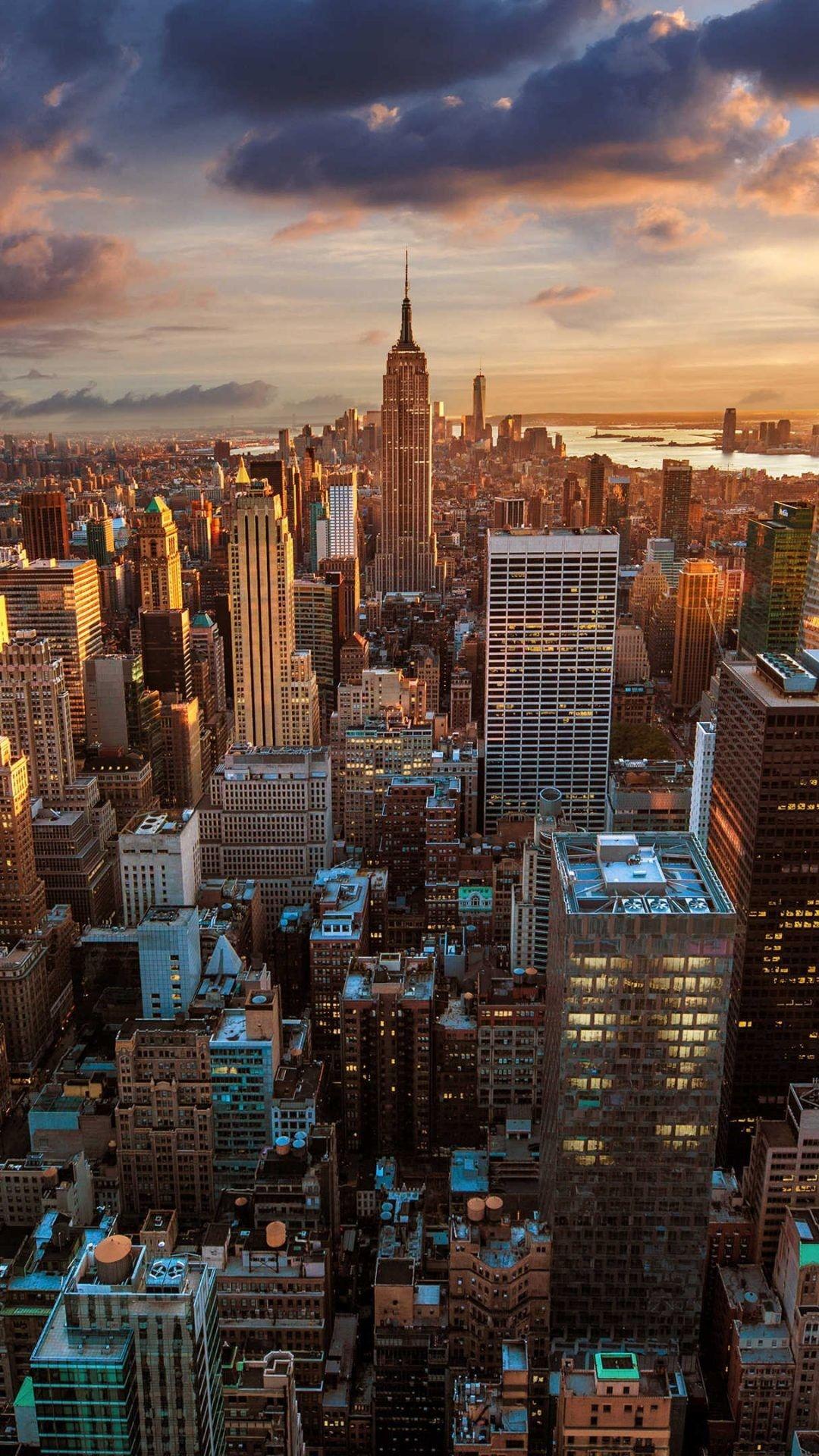 Skyline New York al tramonto, 1080x1920 Full HD Verticale, Smartphone
