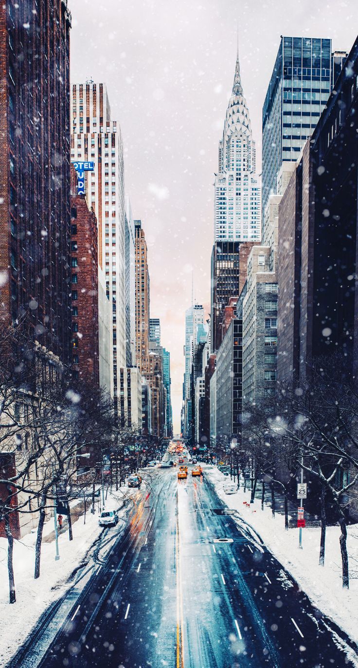 Strada innevata New York City, 736x1370 Full HD Verticale, iPhone