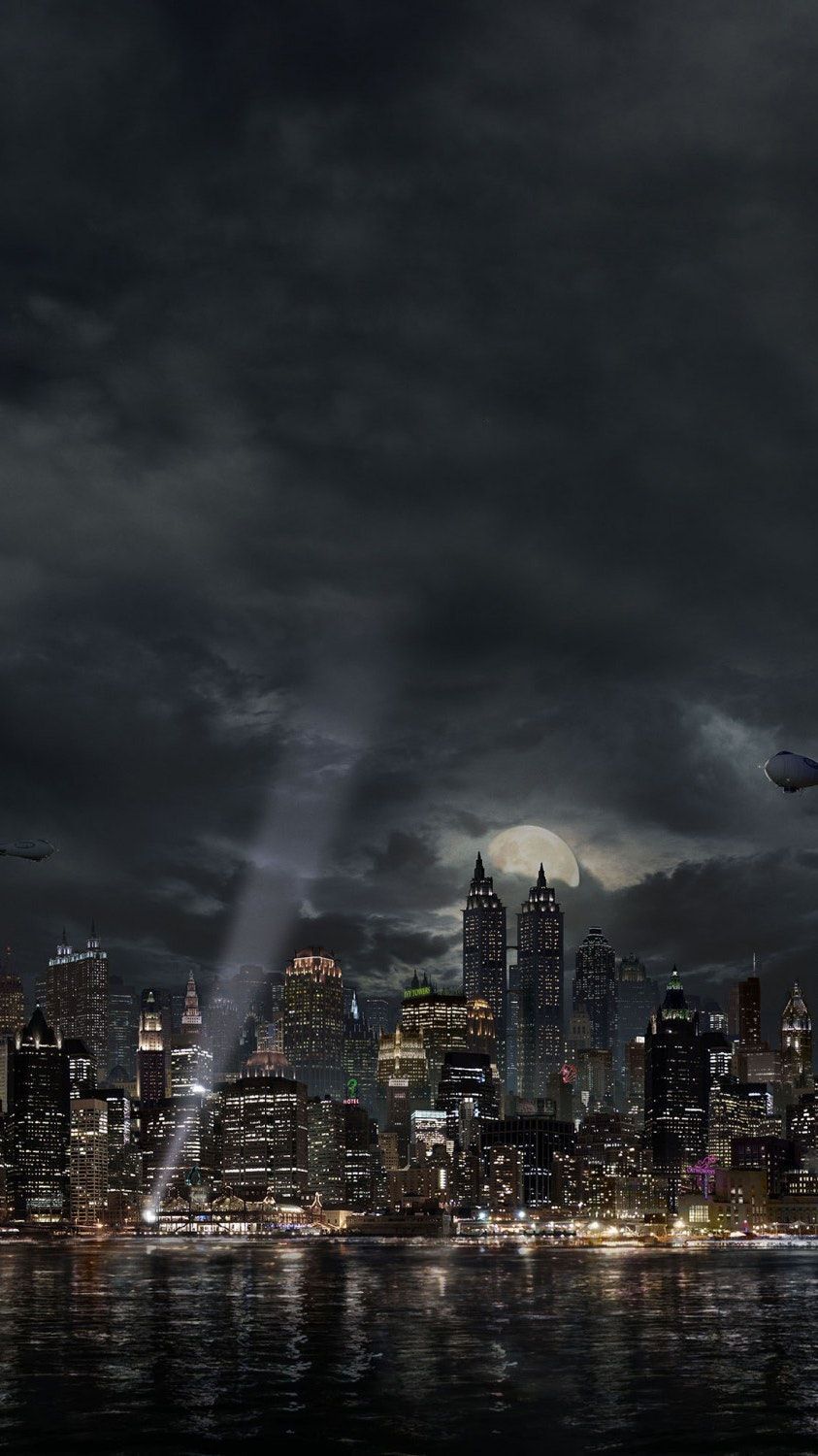 Skyline Gotham City notturno, 843x1500 Verticale, POCO