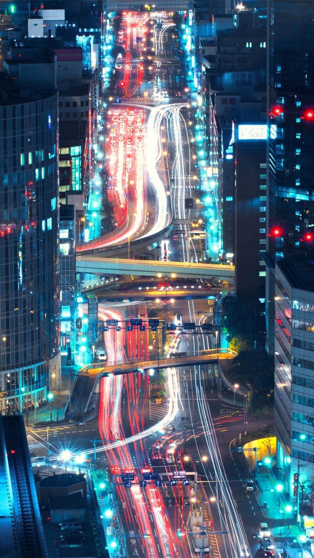 Tokyo notturna strade luminose, 1080x1920 Full HD Verticale, Samsung Galaxy