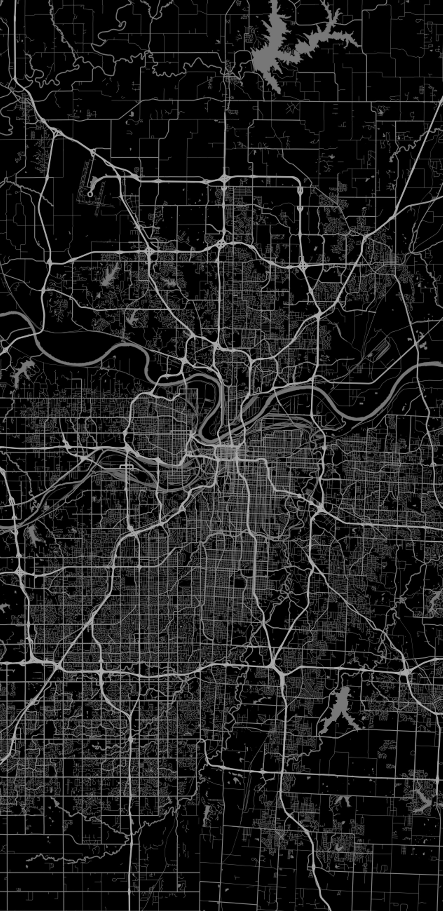 Mappa città sfondo nero, 1440x2960 Verticale, Telefono