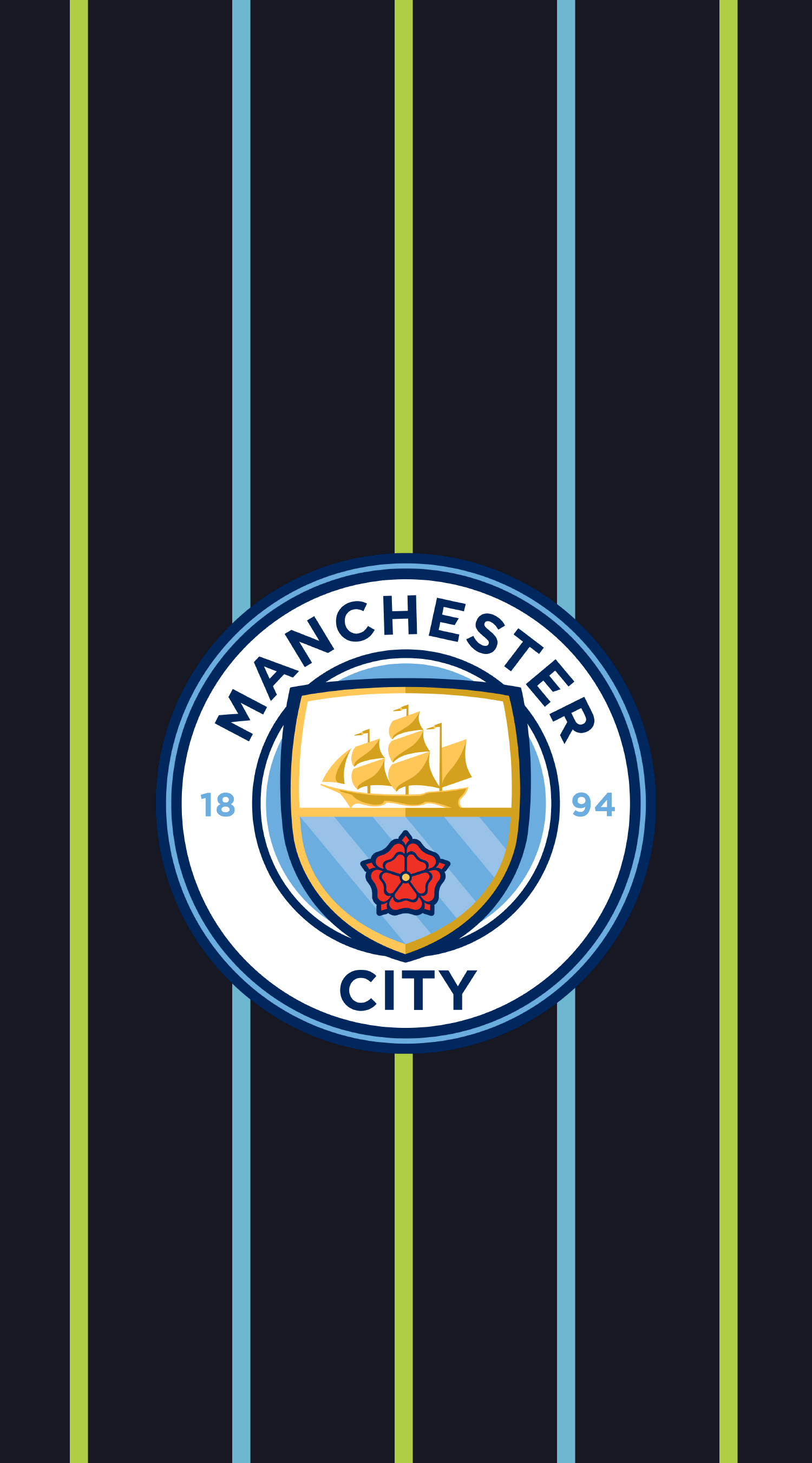 Logo Manchester City righe, Premier League, 1500x2700 Verticale, Telefono