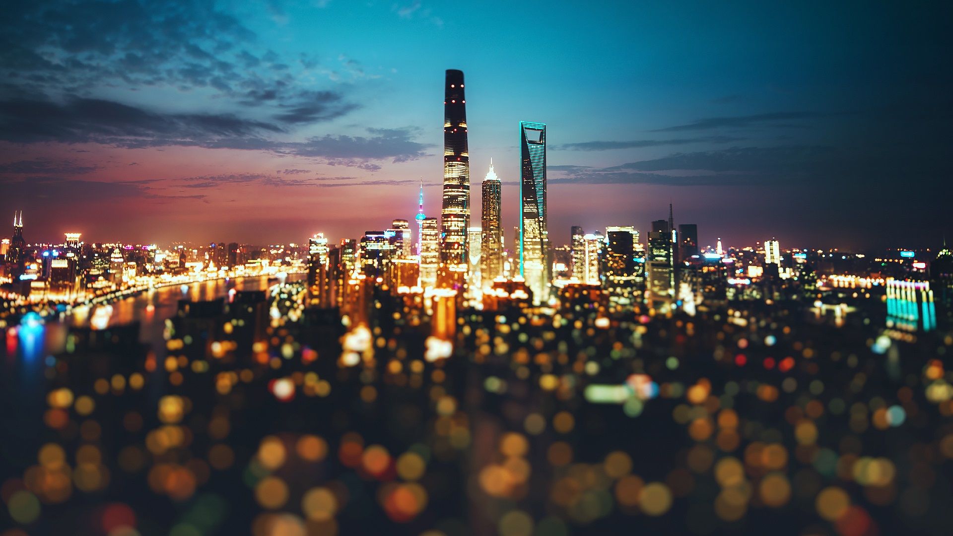 Skyline Shanghai di notte, 1920x1080 Full HD 1080p, Laptop