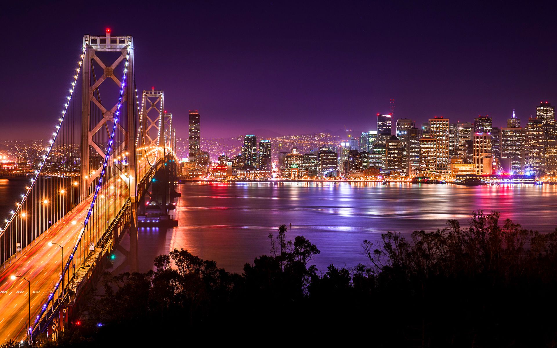 San Francisco skyline notturno ponte, 1920x1200 WUXGA, Desktop