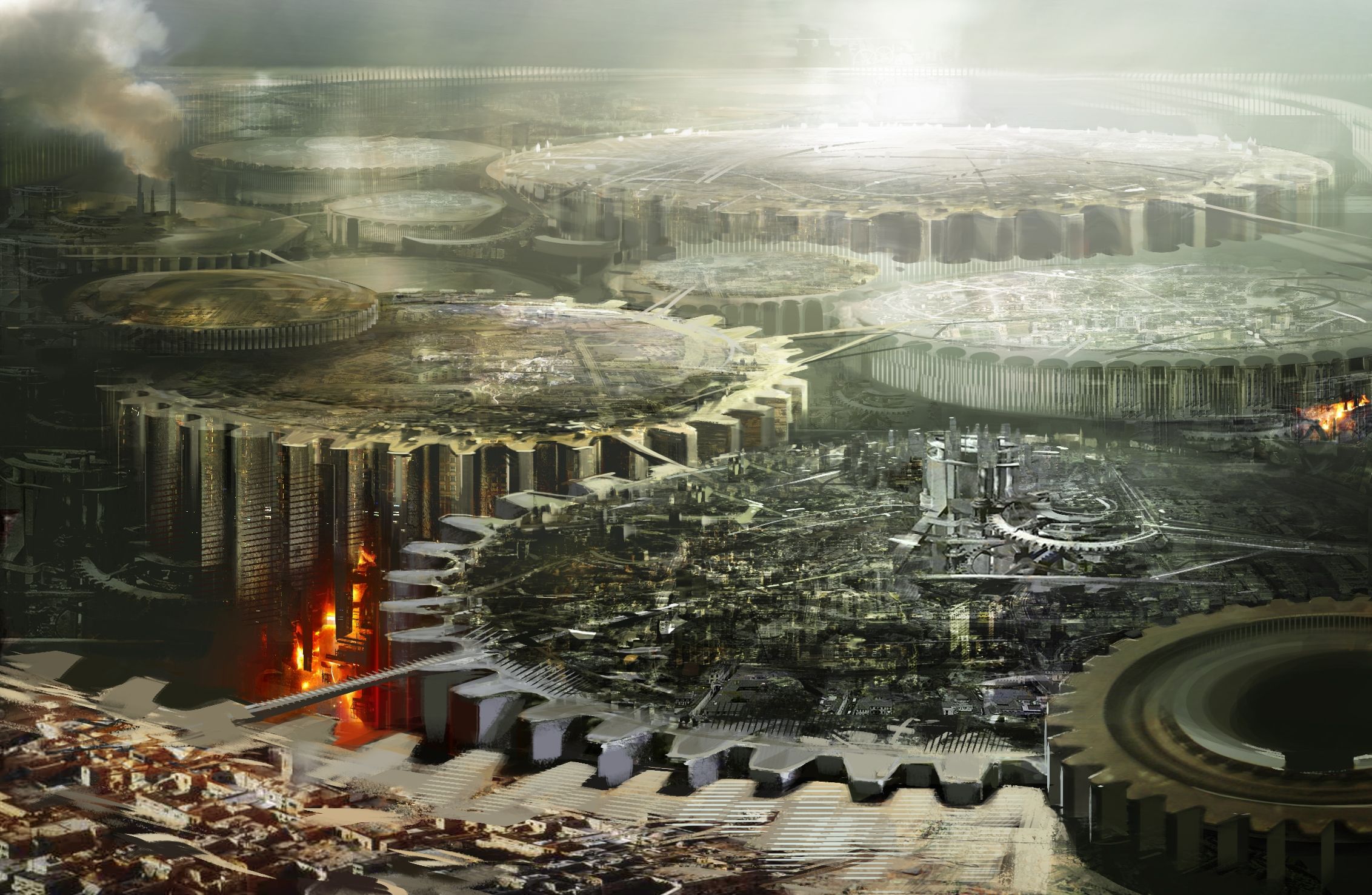 Città fluttuante steampunk nevosa, 1920x1080 Full HD 1080p, PC