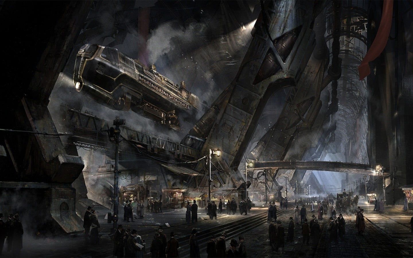Città steampunk industriale scura, 1440x900 720p, PC