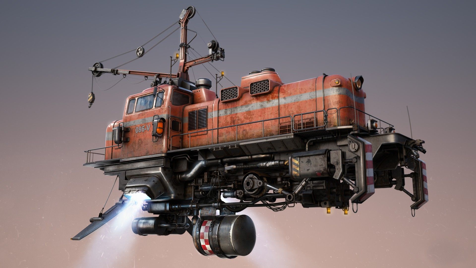 Locomotiva volante steampunk arrugginita, 1920x1080 Full HD, PC Desktop