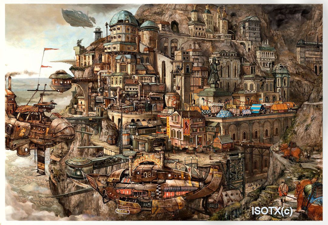 Treno steampunk meccanico gigante, 1831x1082 HD, Desktop