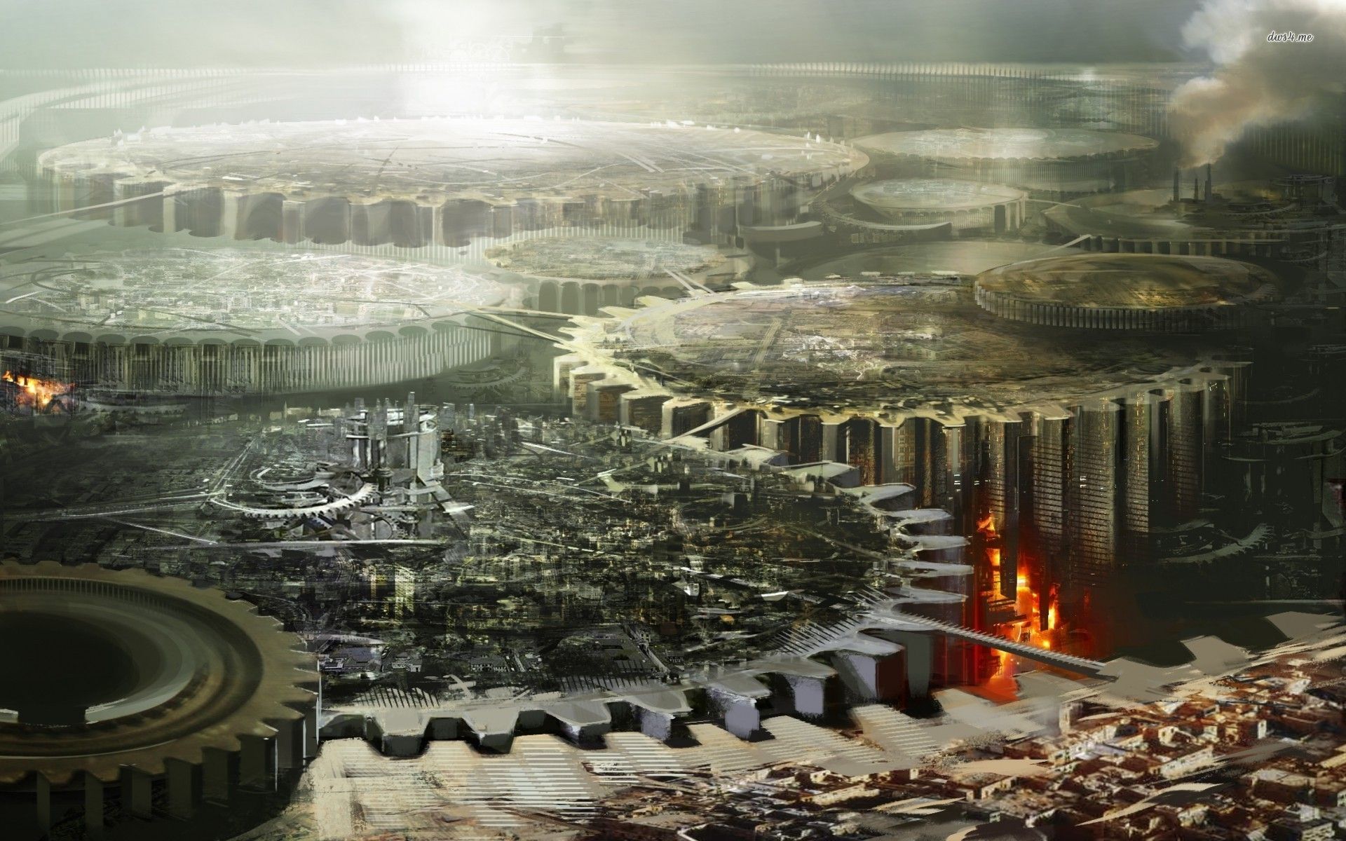 Città steampunk con ingranaggi giganti, 1920x1200 WUXGA, Desktop
