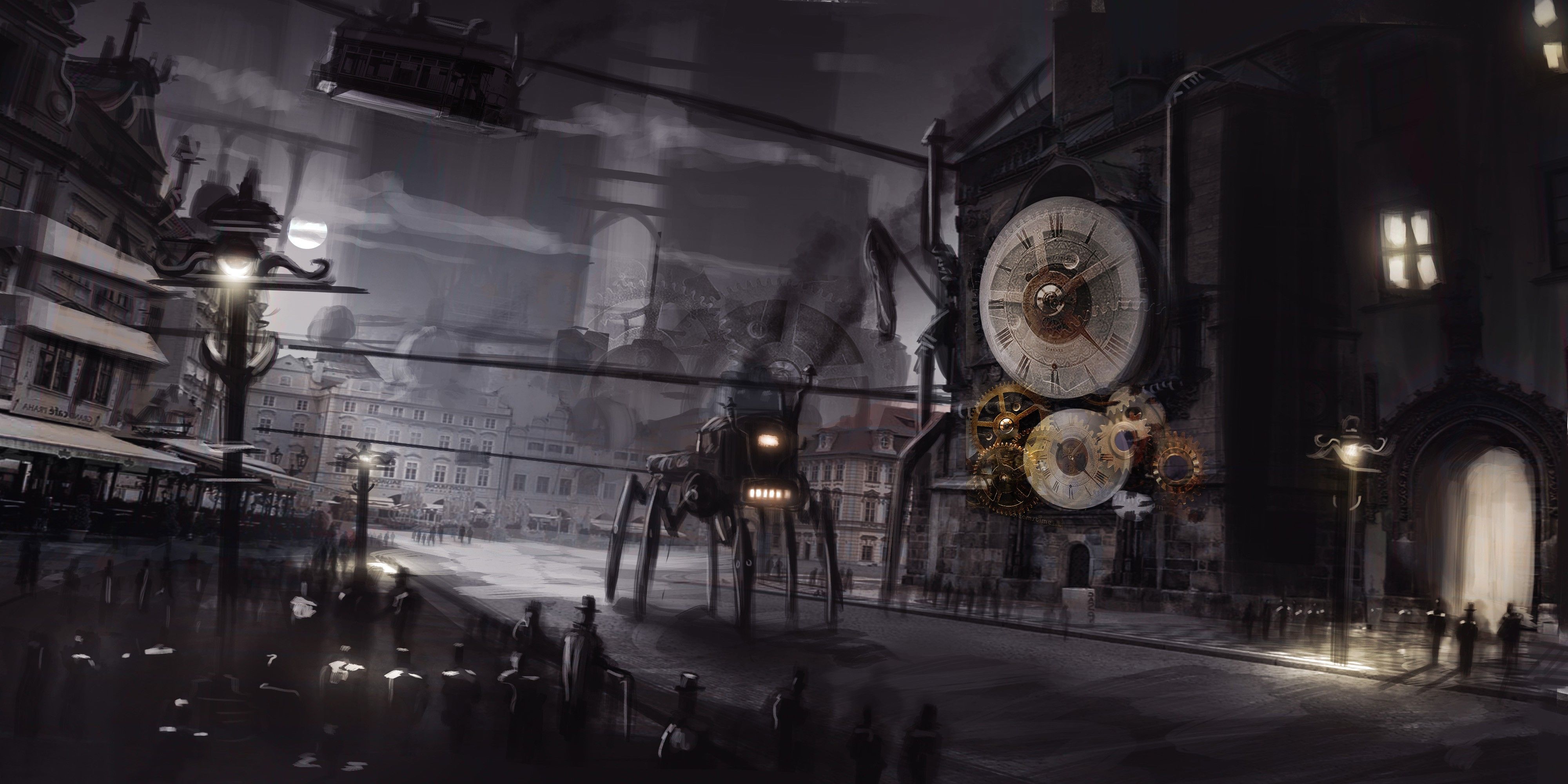 Città steampunk con ingranaggi, 4000x2000 4K, Smart TV 4K
