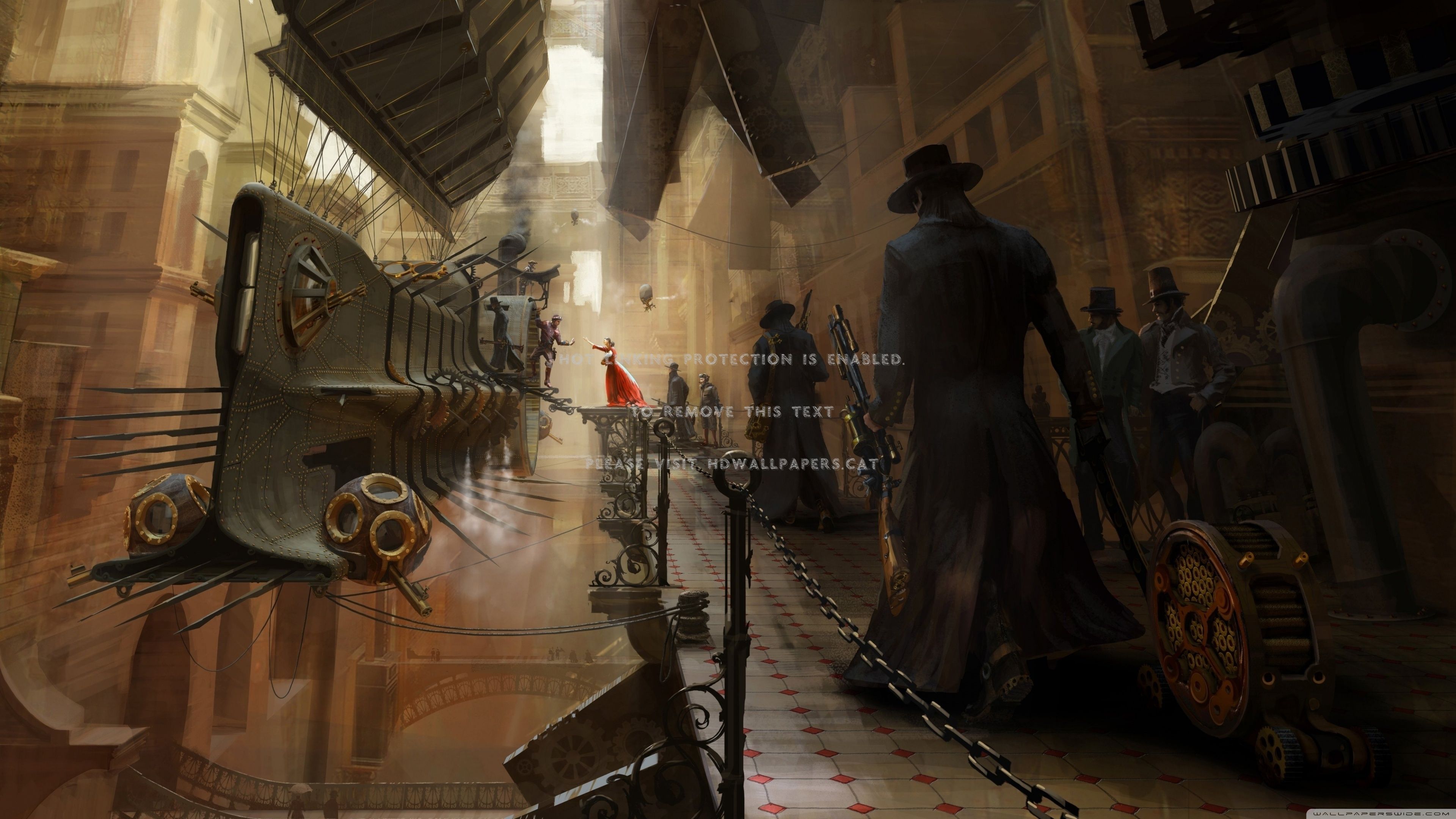 Città steampunk con macchinari, 3840x2160 Ultra HD, Monitor 4K