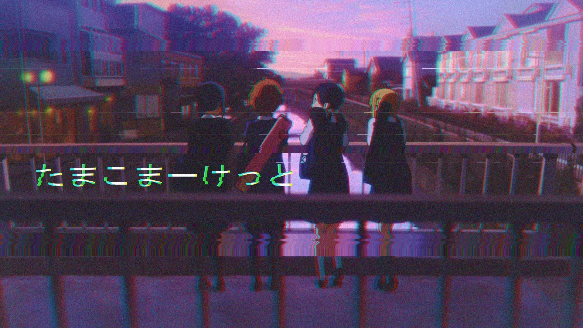 Skyline città vaporwave al tramonto, 1920x1080 Full HD 1080p, PC