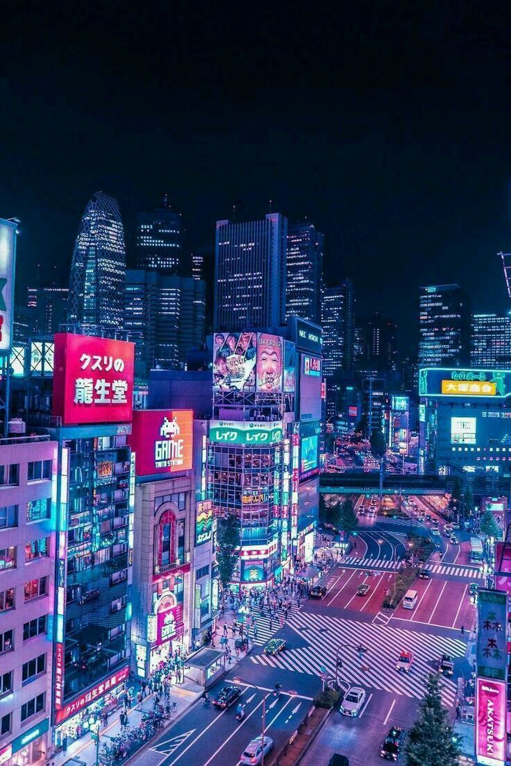 Skyline notturno città giapponese neon, 736x1104 Verticale, Xiaomi