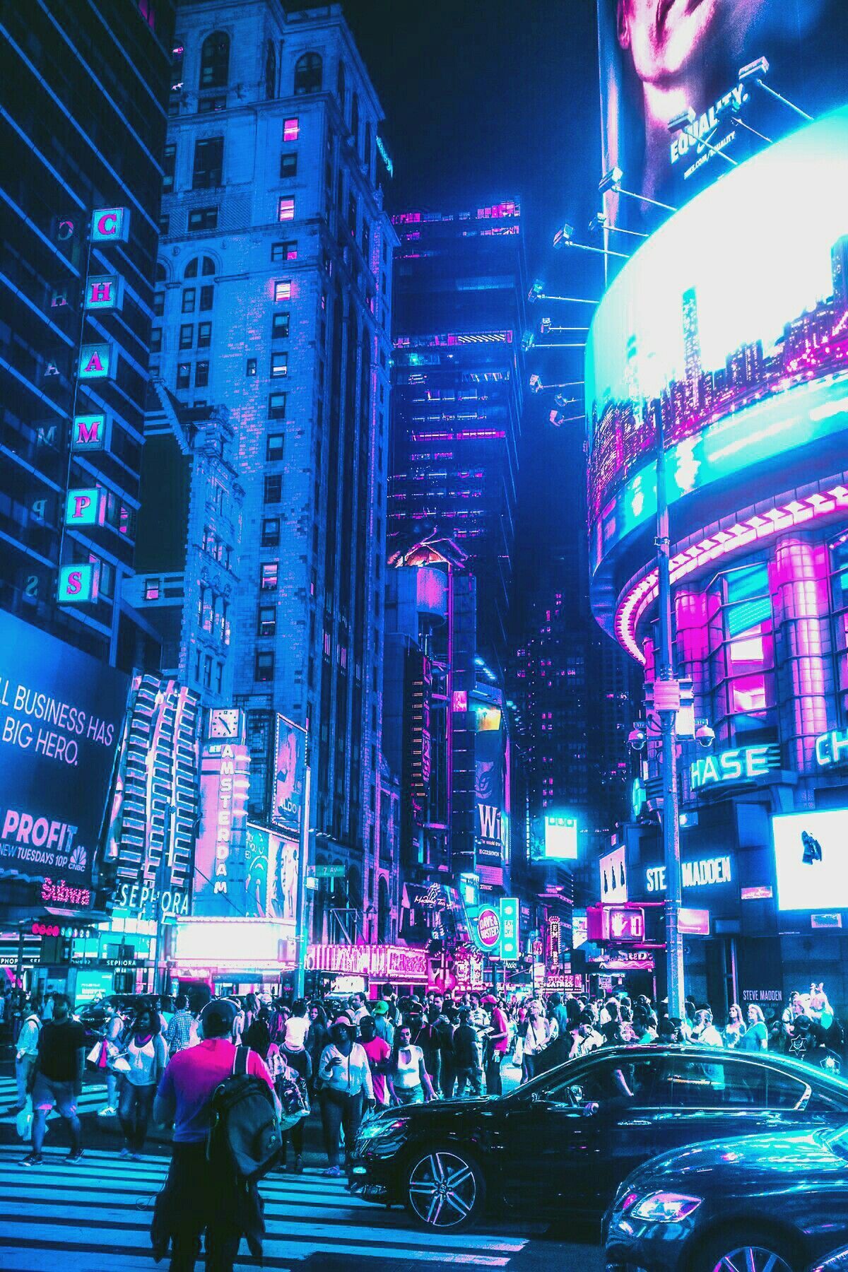 Città notturna neon vaporwave, 1200x1800 Full HD Verticale, Smartphone