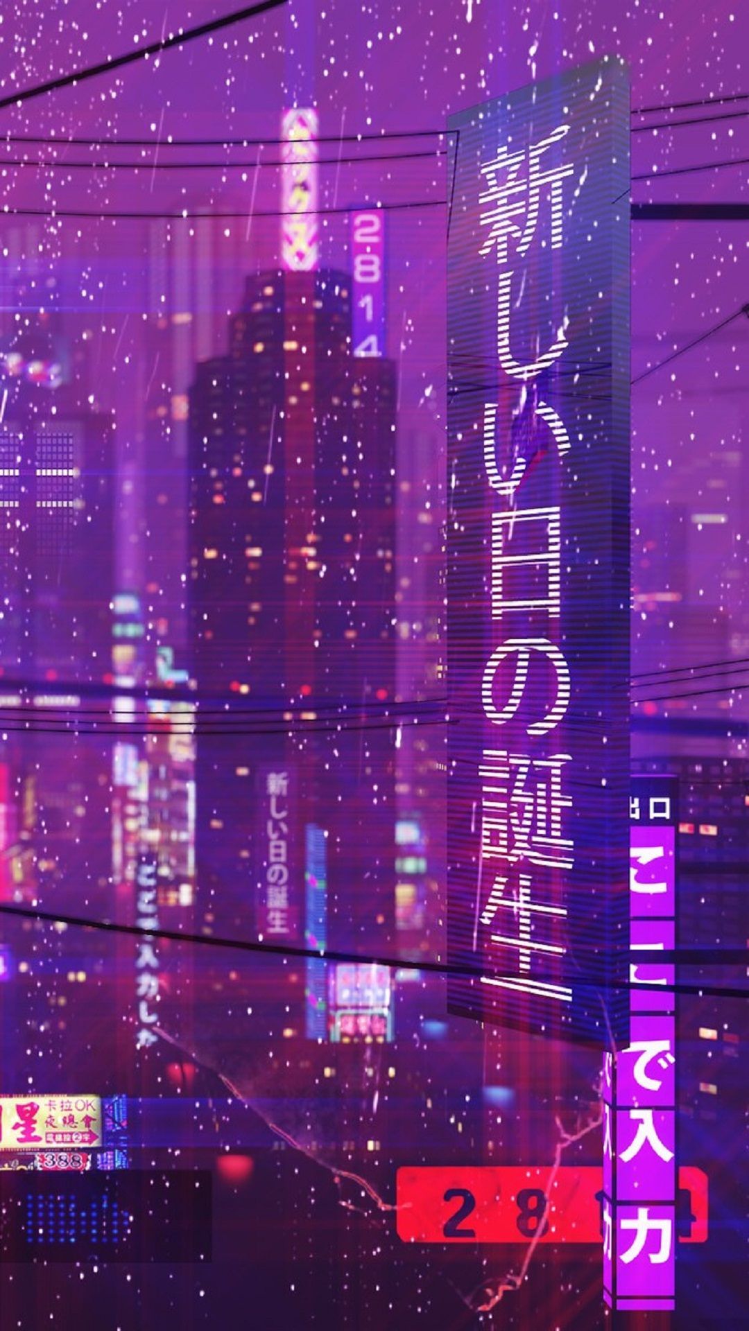 Città vaporwave neon viola, 1080x1920 Full HD Verticale, iPhone