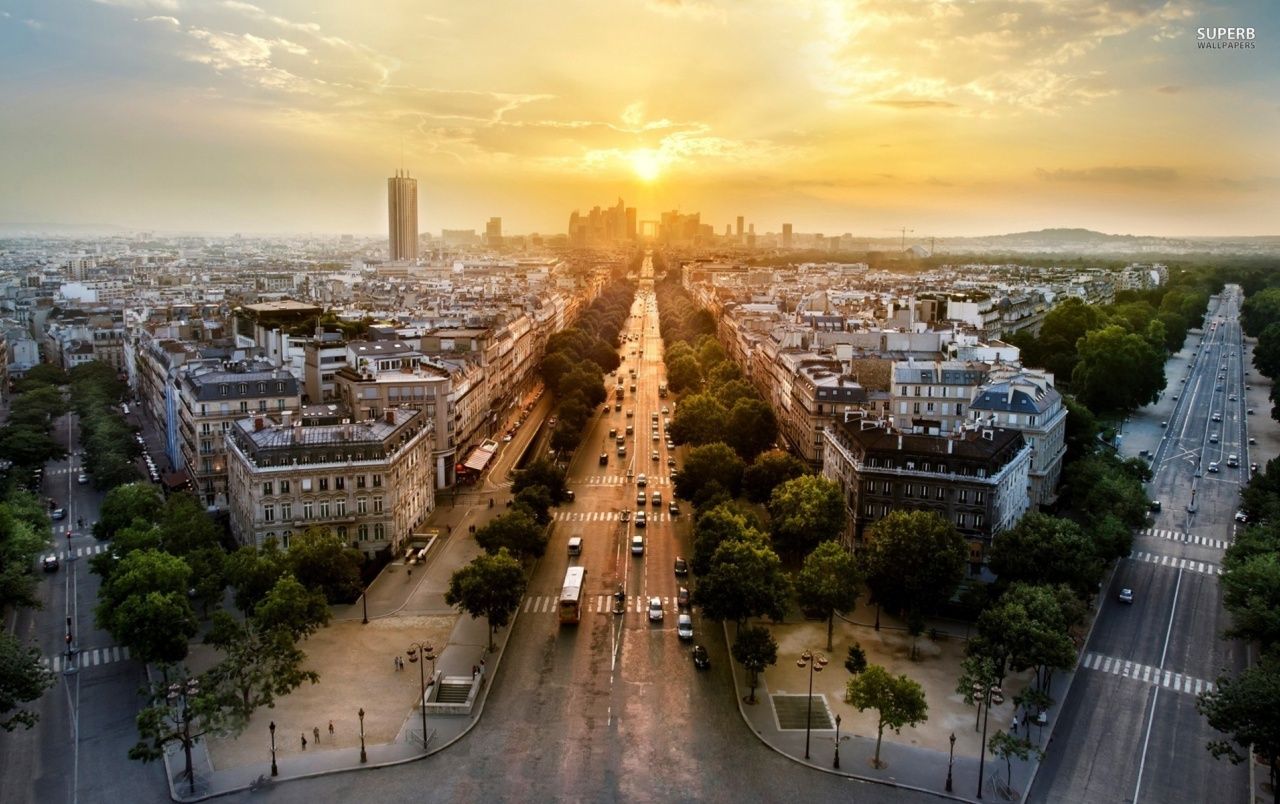 Parigi vista dall'alto al tramonto, 1280x804 720p, PC
