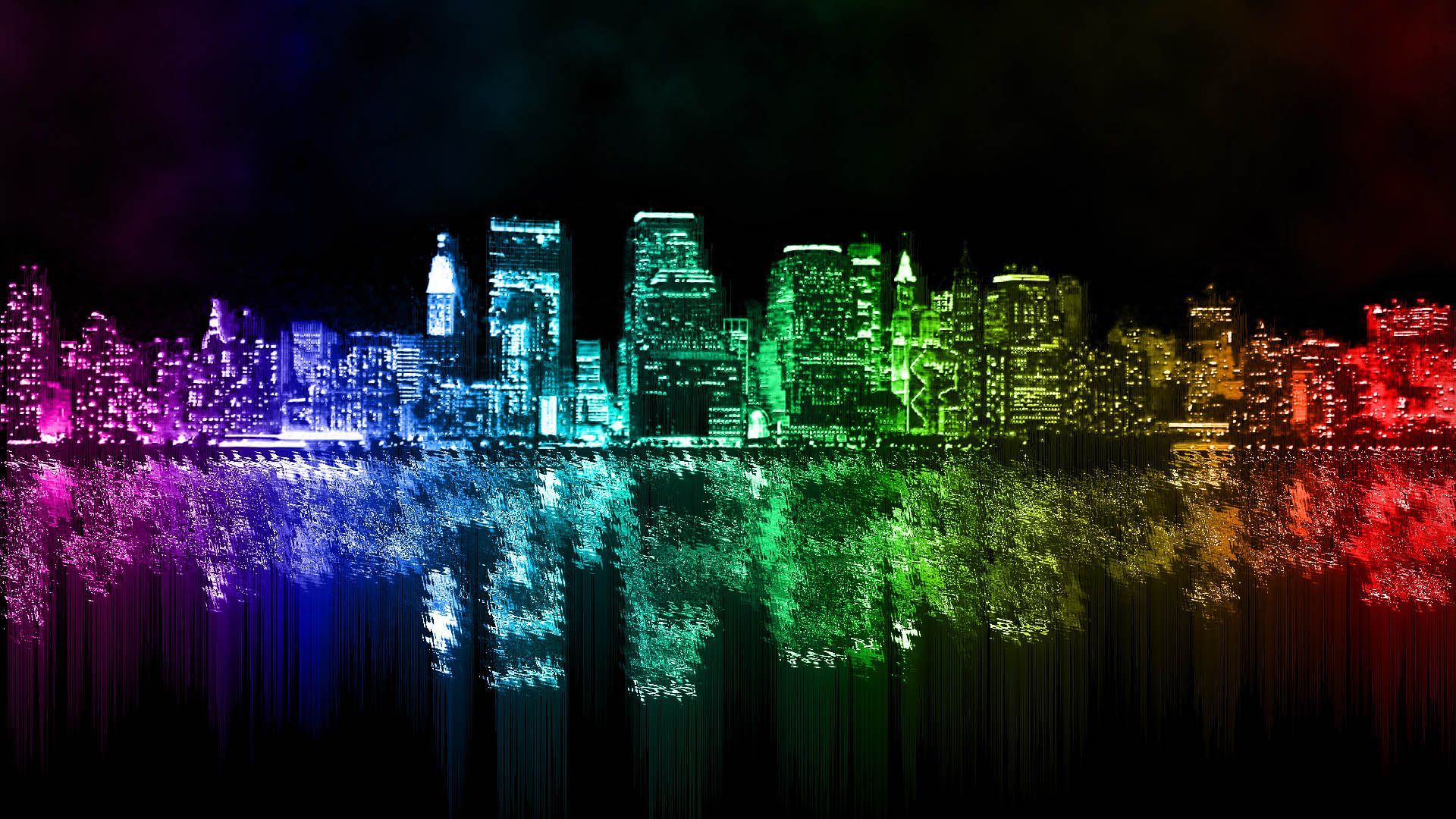 Skyline città colori neon, 1920x1080 Full HD, Desktop