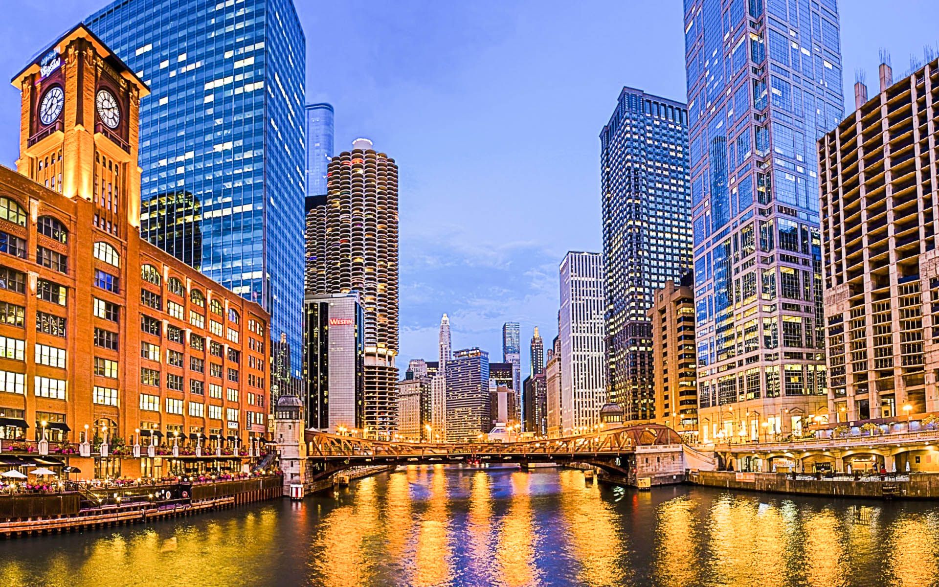 Skyline di Chicago al crepuscolo, 1920x1200 Full HD+, Laptop