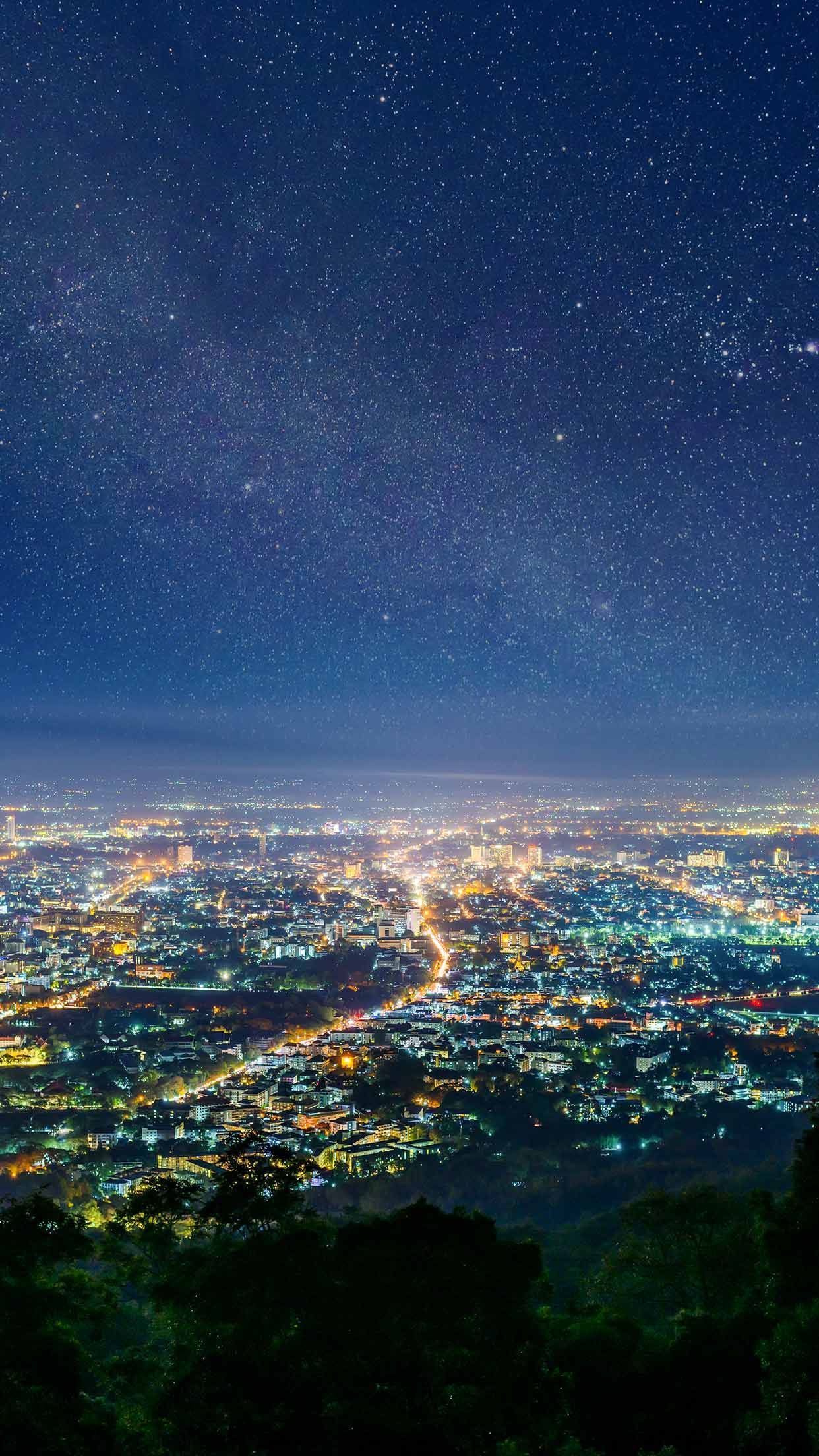 Città di notte con stelle, 1242x2208 Full HD Verticale, Smartphone