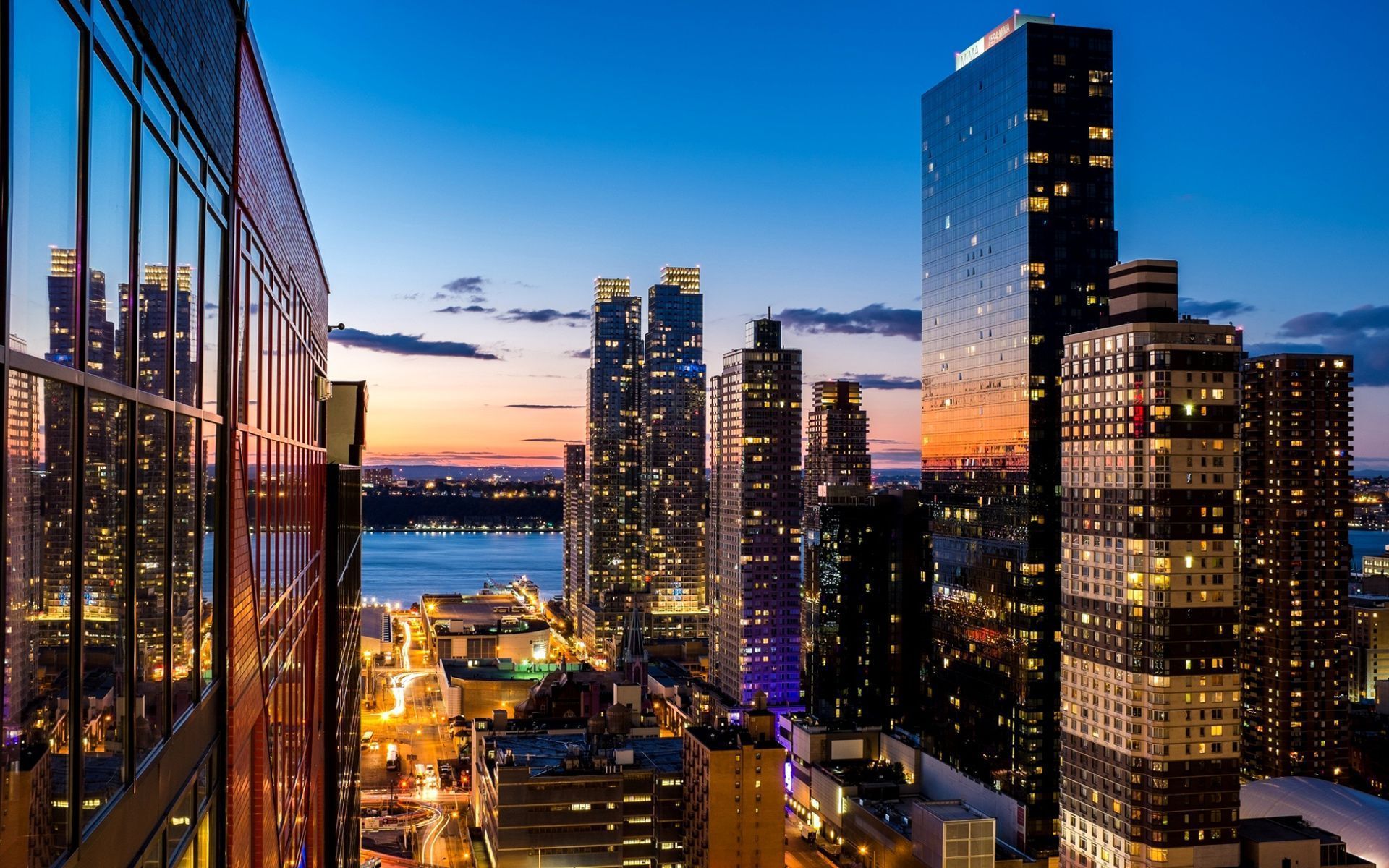 Skyline New York al tramonto, 1920x1200 Full HD+ WUXGA, Desktop