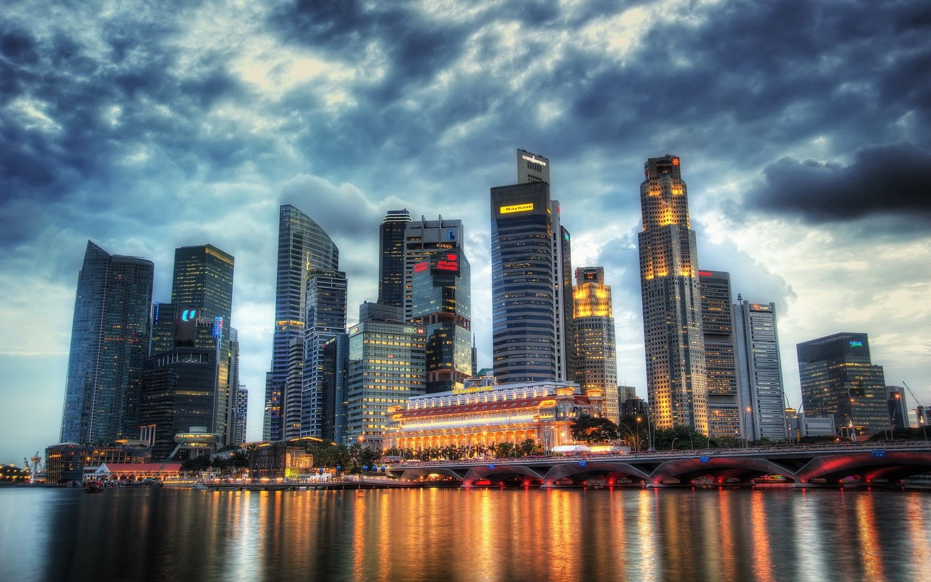 Skyline Singapore al tramonto, 1920x1200 WUXGA, Laptop