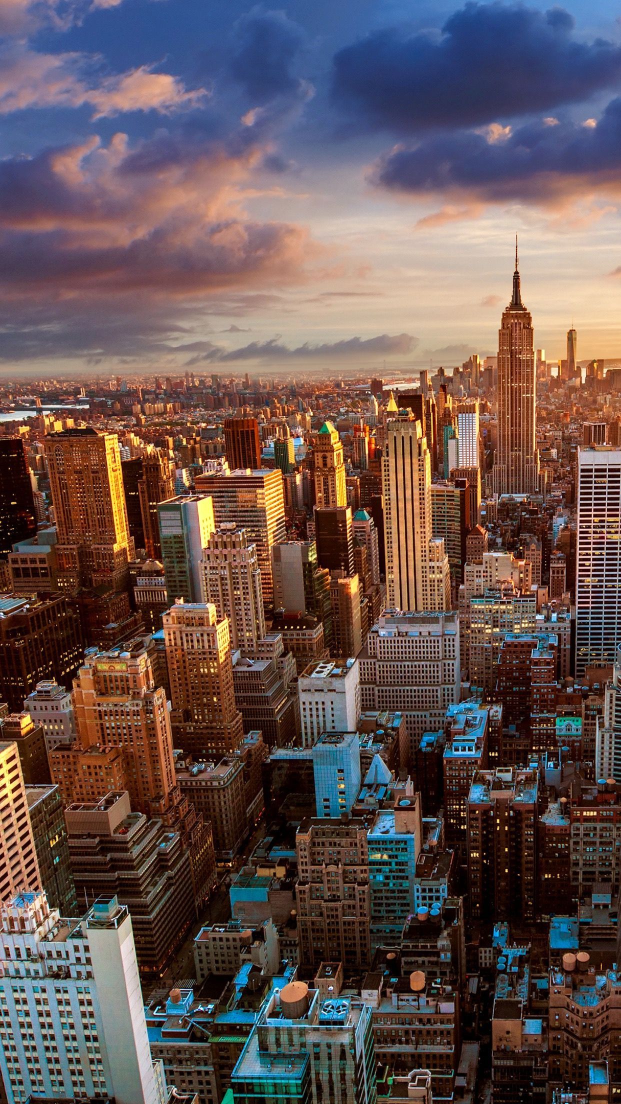 Skyline New York al tramonto, 1242x2208 Full HD Verticale, iPhone