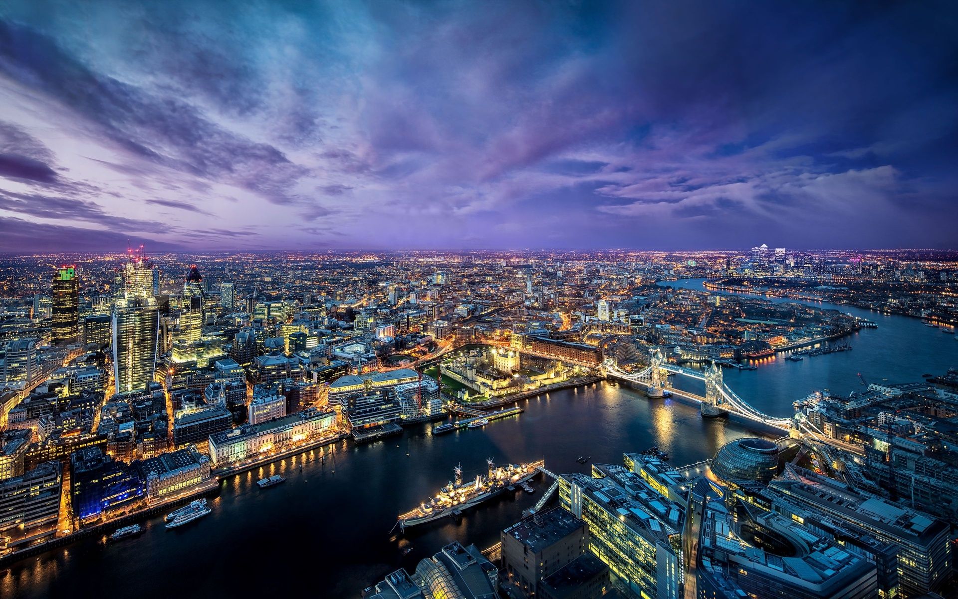 Londra vista aerea notturna, 1920x1200 Full HD+, Desktop