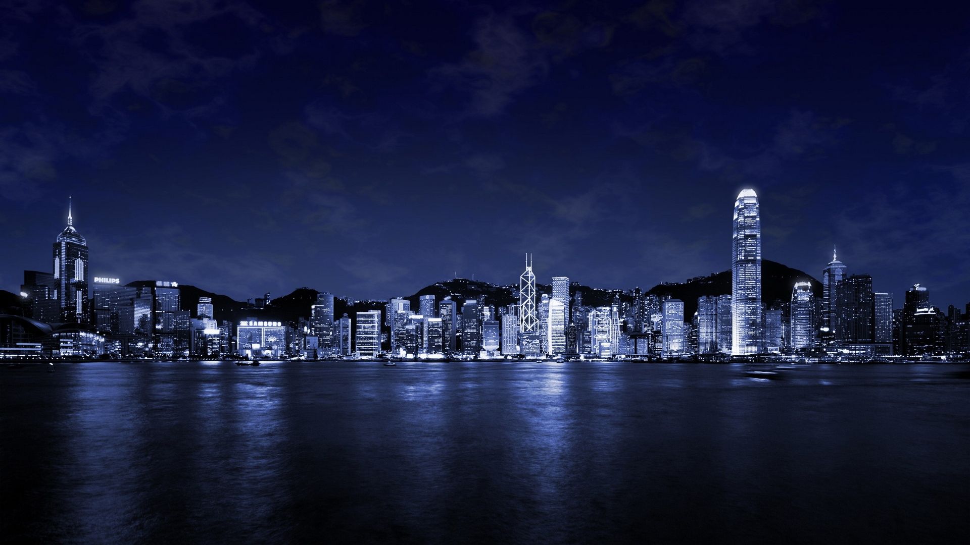 Skyline città notturna blu, 1920x1080 1080p, Laptop
