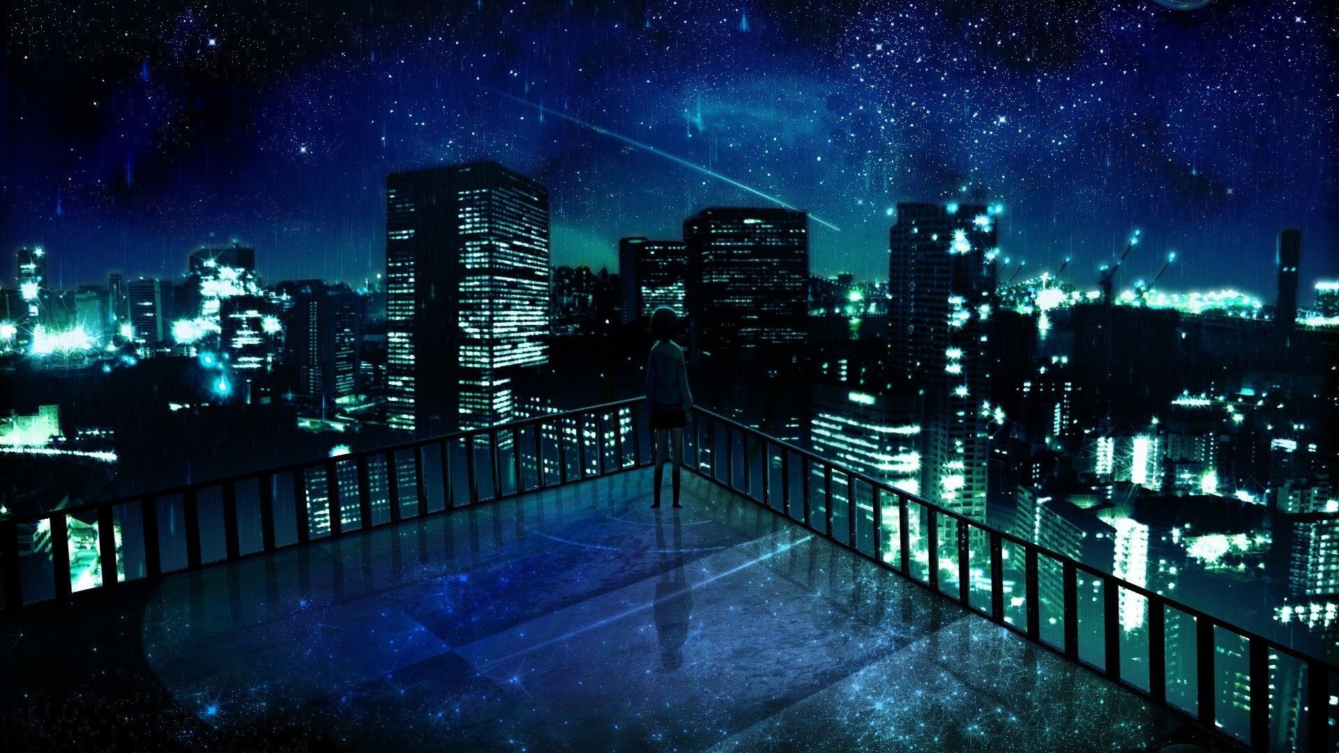 Città anime notturna stellata, 1920x1080 Full HD 1080p, Desktop