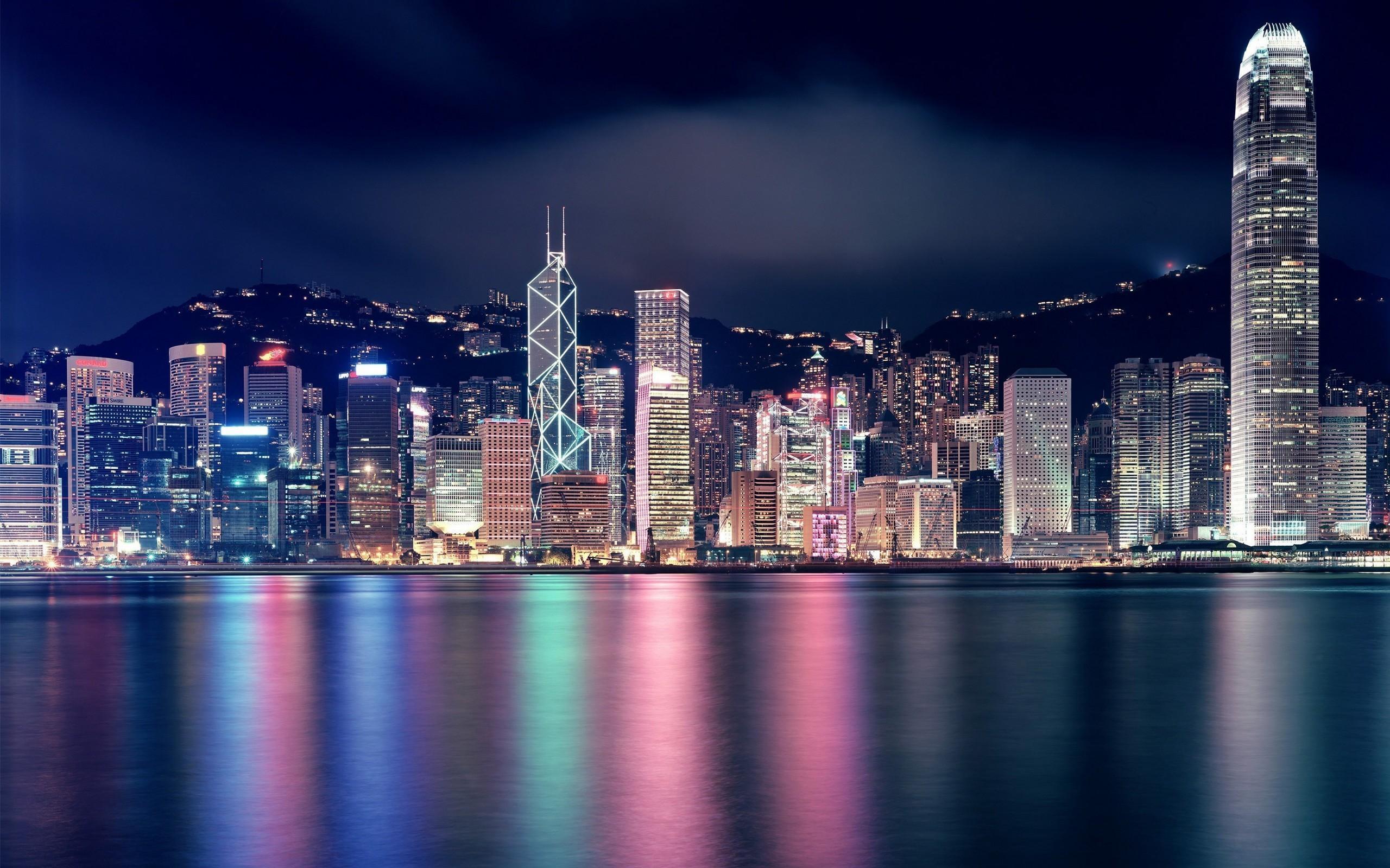 Skyline notturno Hong Kong, 2560x1600 WQXGA, Desktop