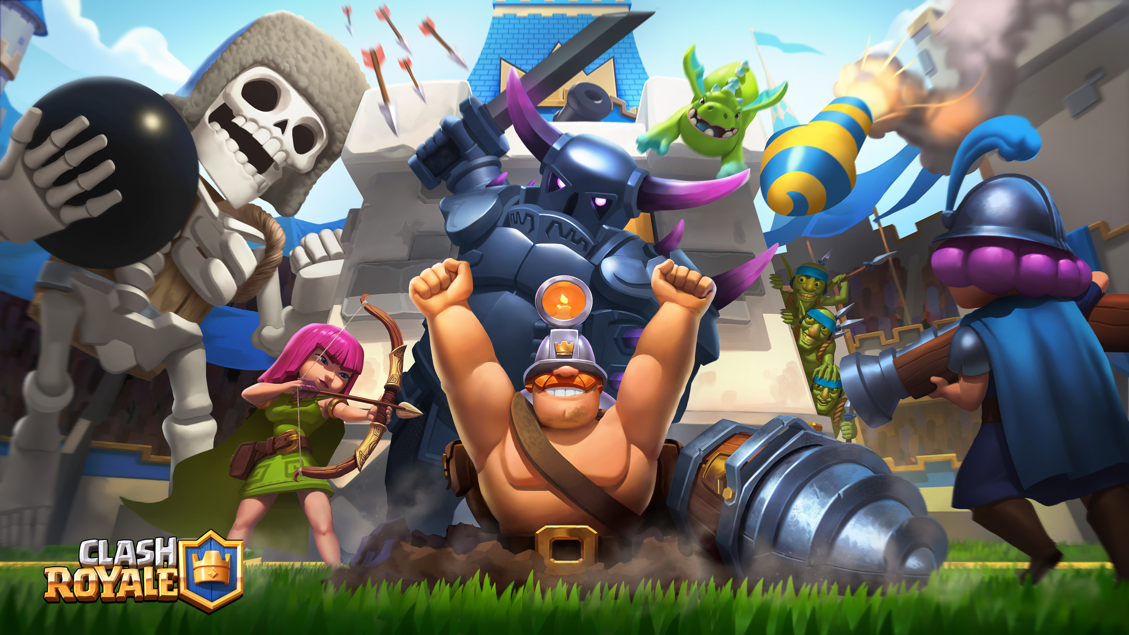 Personaggi Clash Royale in battaglia, 3840x2160 4K, Desktop 4K