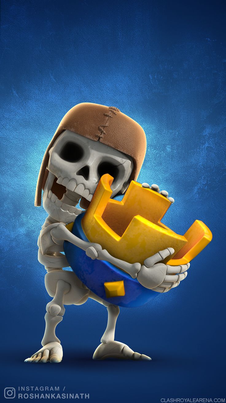 Scheletro Clash Royale con corona, 736x1308 Full HD Verticale, Smartphone