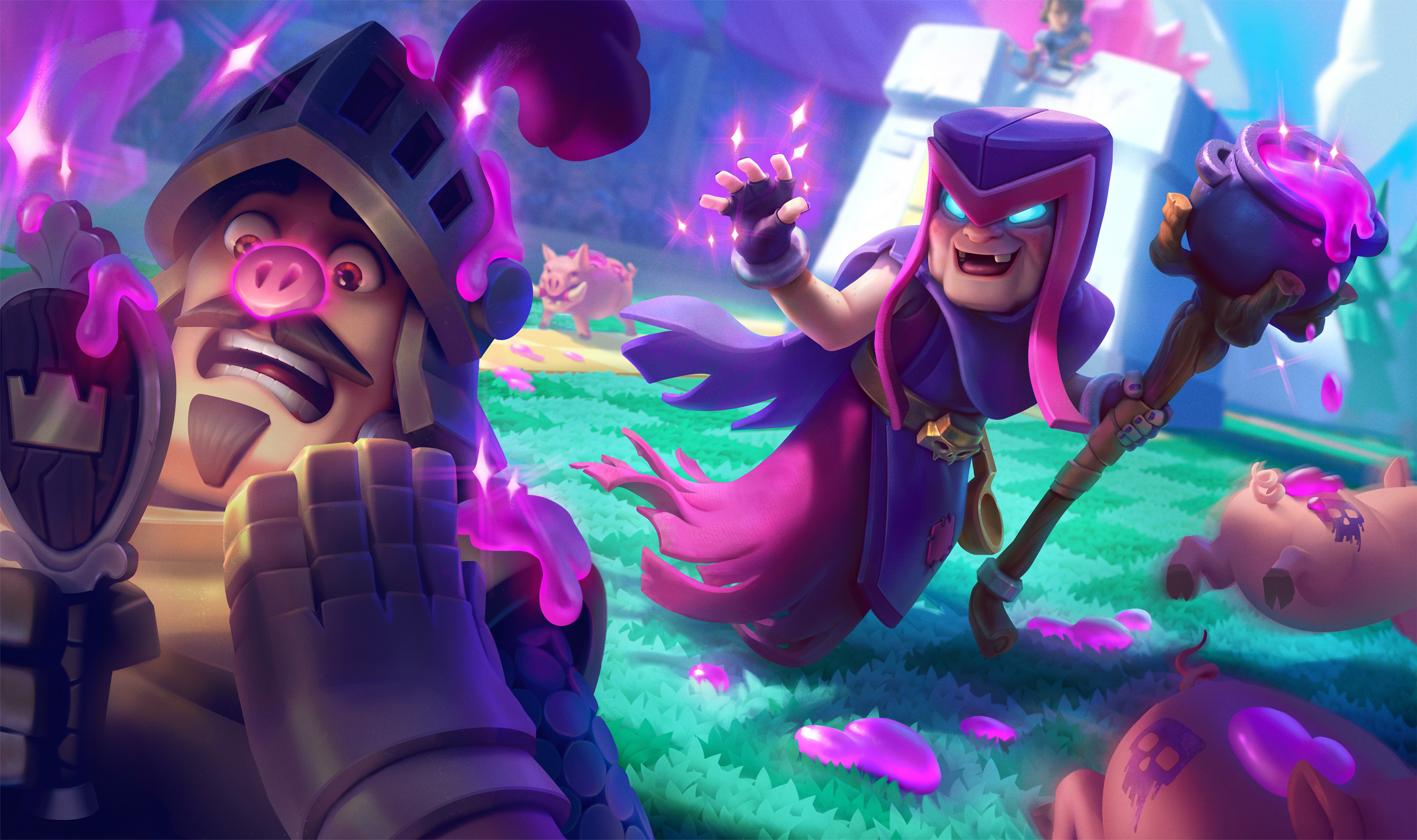 Clash Royale Hog Rider e strega, 2771x1643 2K, Monitor Gaming