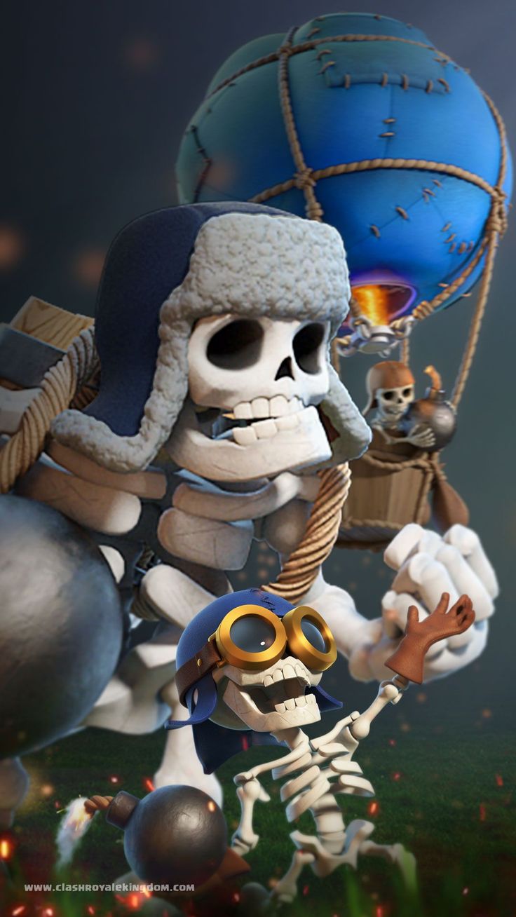 Scheletri Clash Royale mongolfiera, 736x1308 Verticale, Mobile