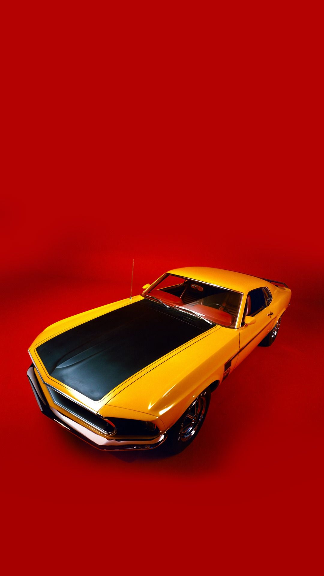 Muscle car giallo sfondo rosso, 1080x1920 Verticale, Telefono