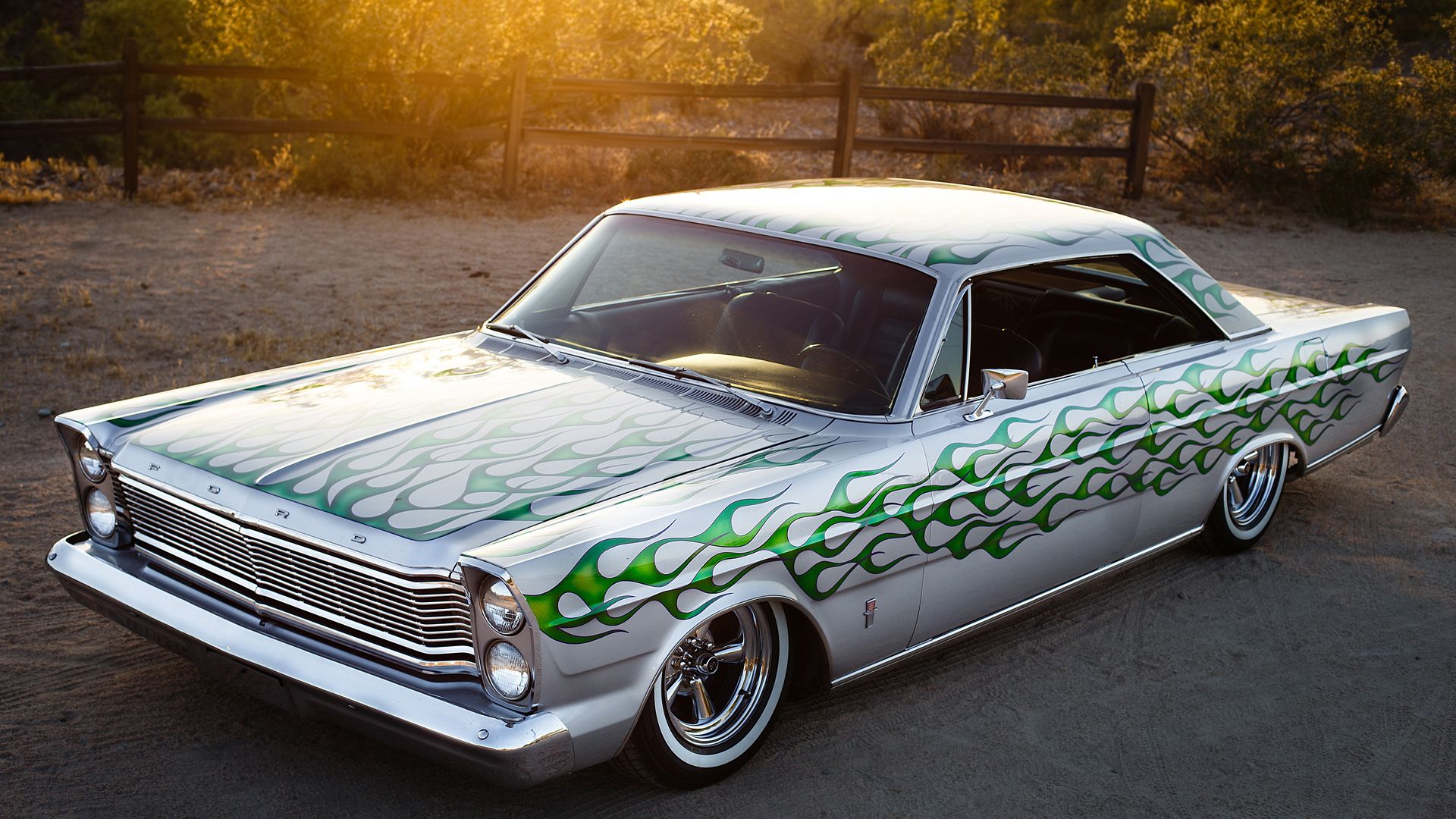 Ford classico con fiamme verdi, 1920x1080 Full HD, PC