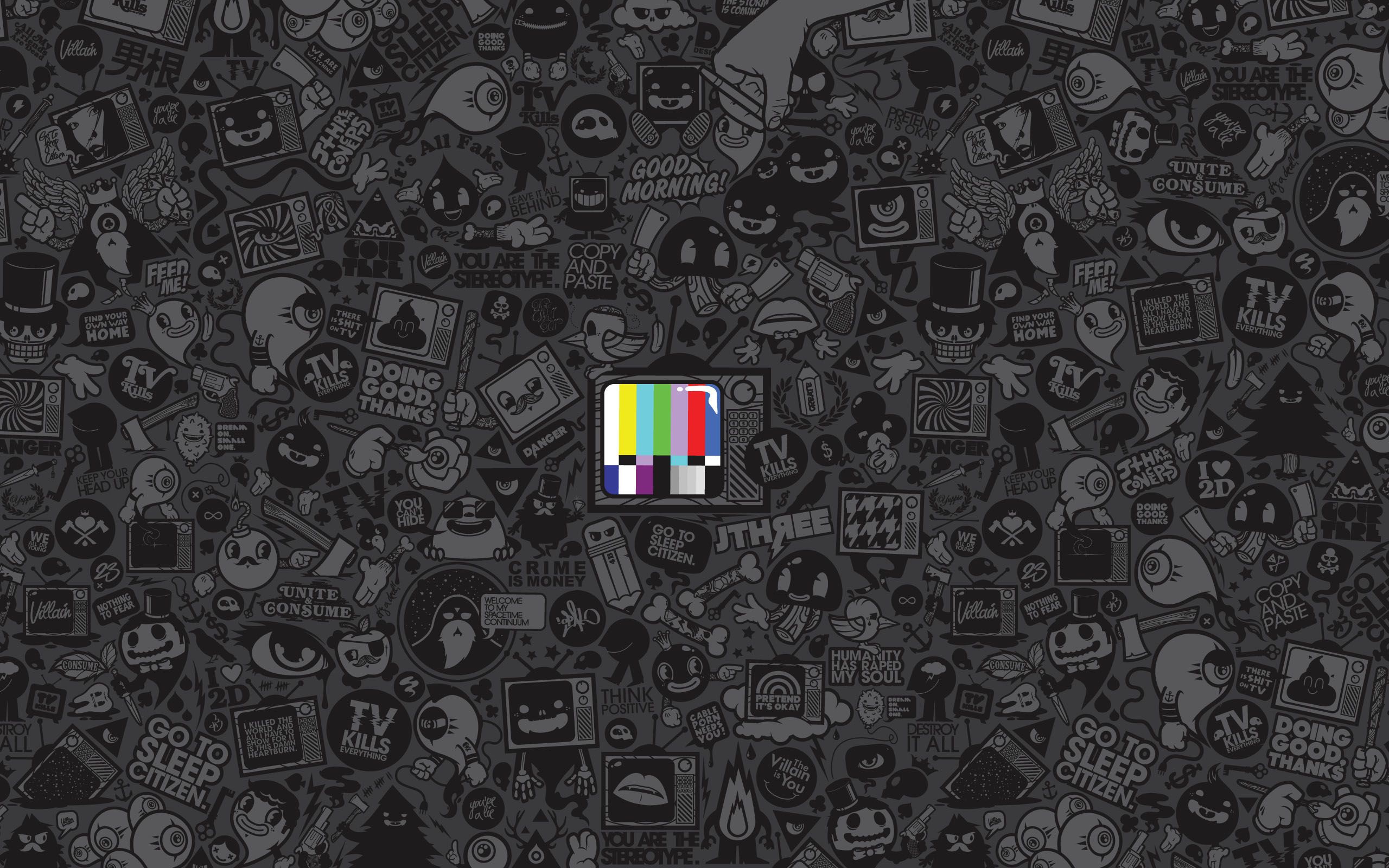 Doodle mostri con TV colorata, 2560x1600 2K, PC