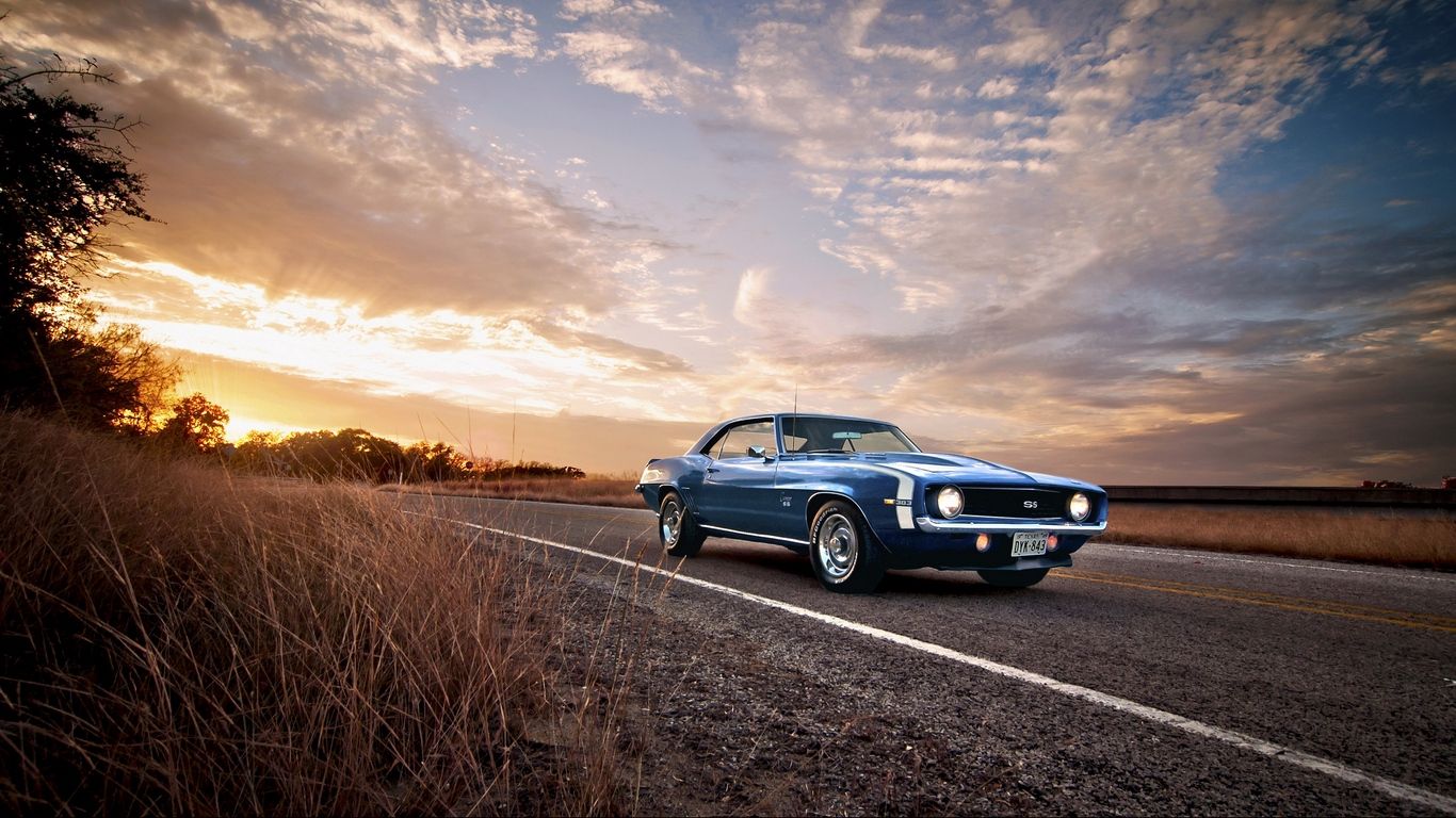 Chevrolet Camaro classica blu, muscle car, 1366x768 HD, Notebook Gaming
