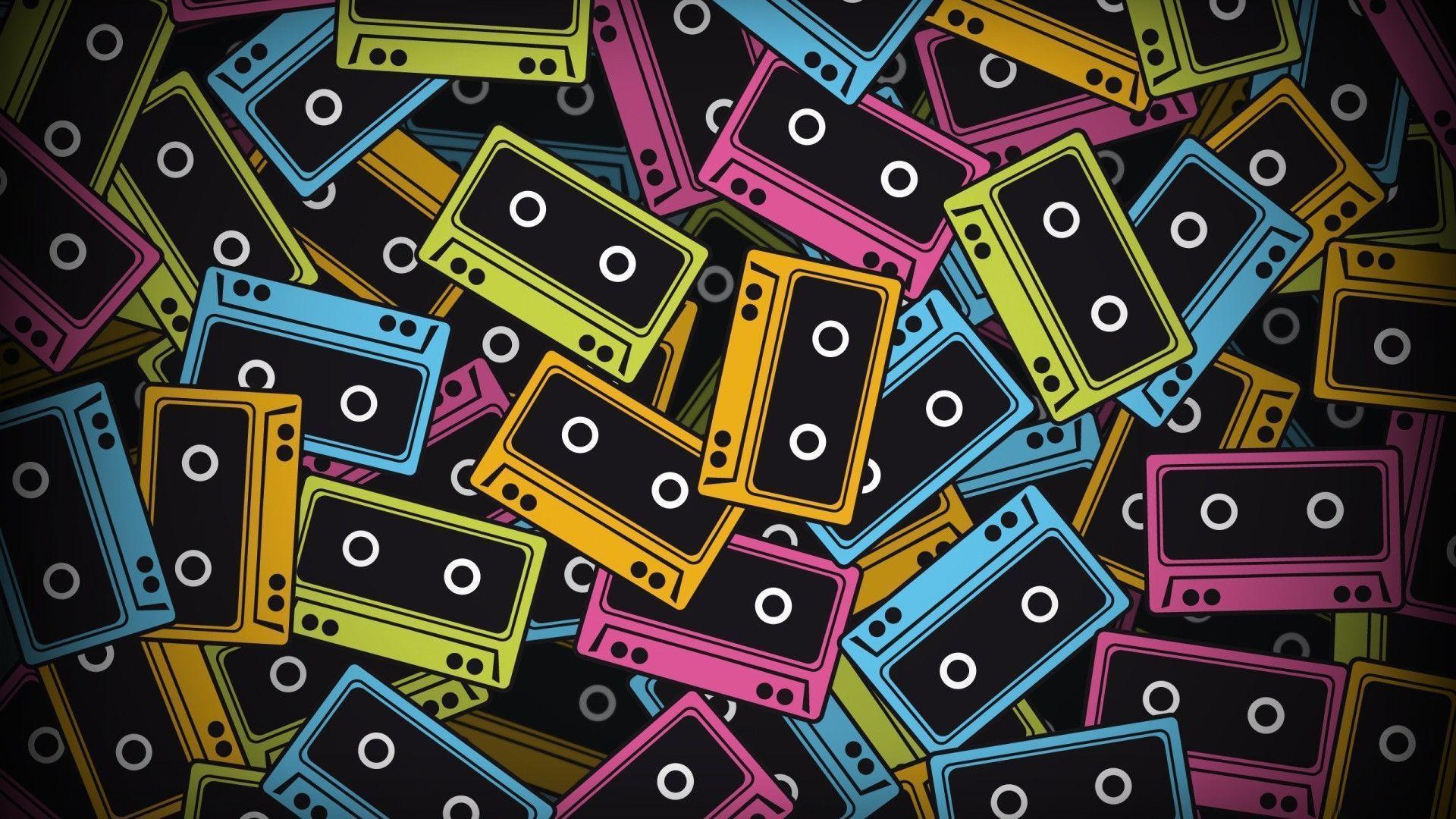 Musicassette vintage colorate, 1920x1080 1080p, Laptop