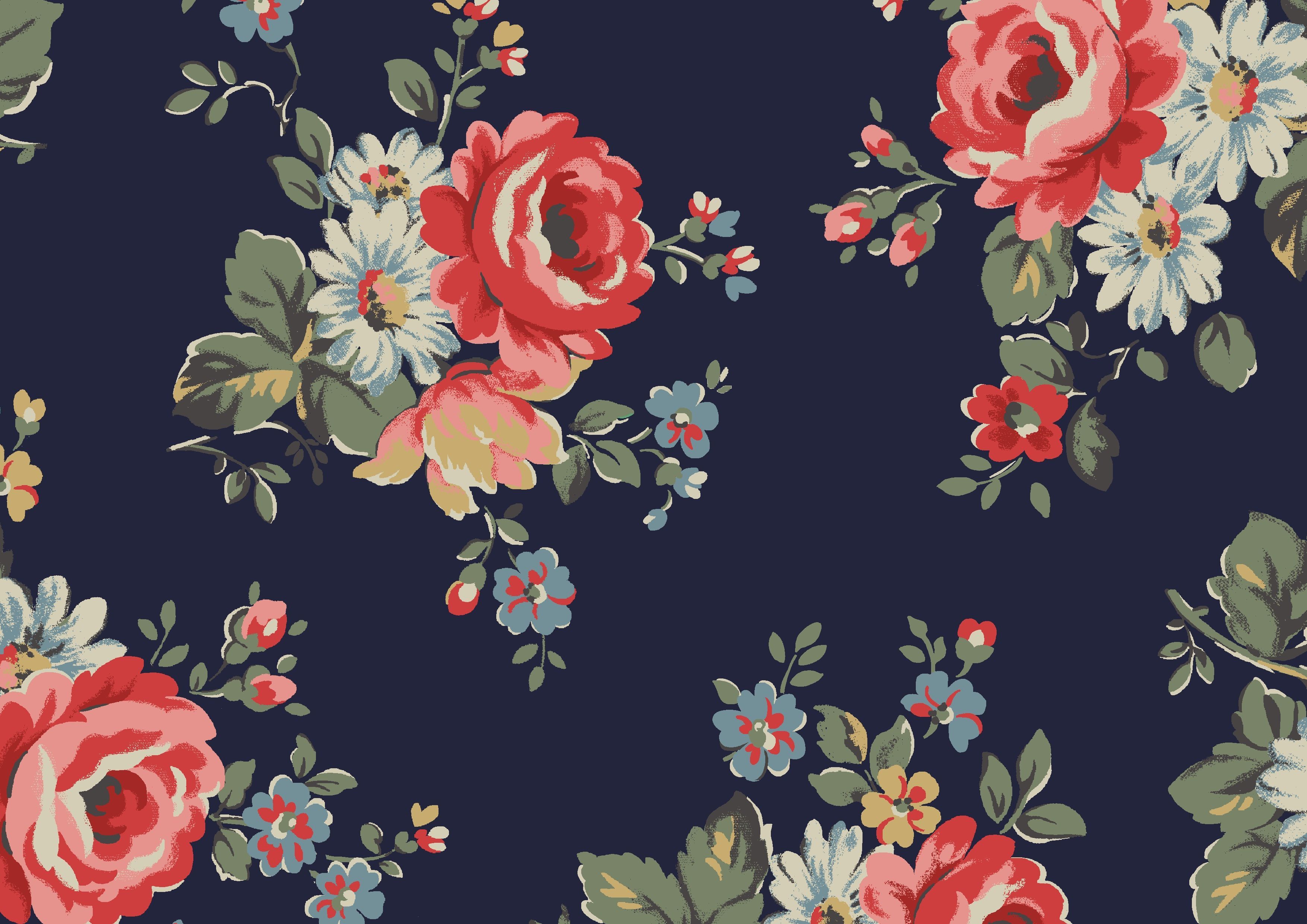 Rose floreale su blu navy, 3508x2480 2K, Dell XPS