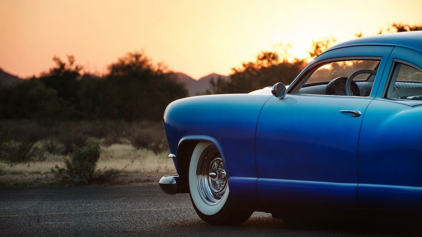 Auto d'epoca blu tramonto, 1366x768 HD, Lenovo Legion