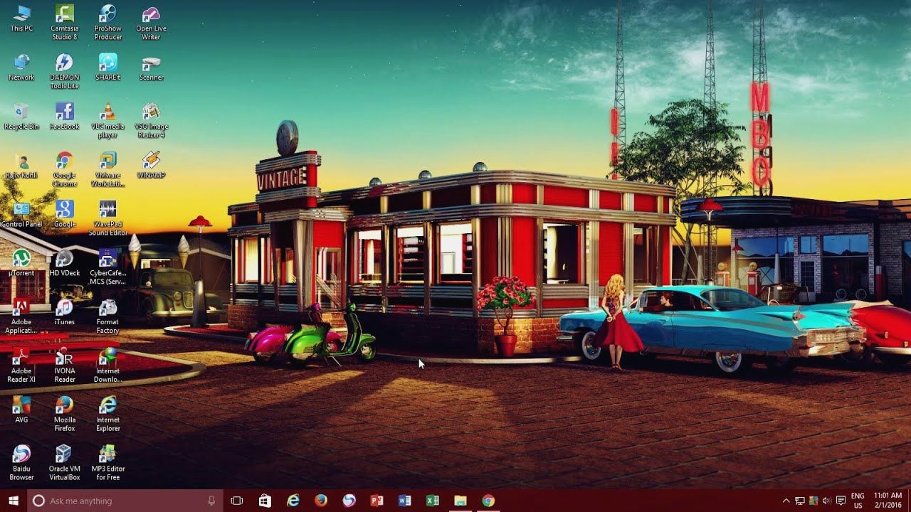 Diner retrò con auto vintage, 1280x720 720p, ROG Asus Laptop