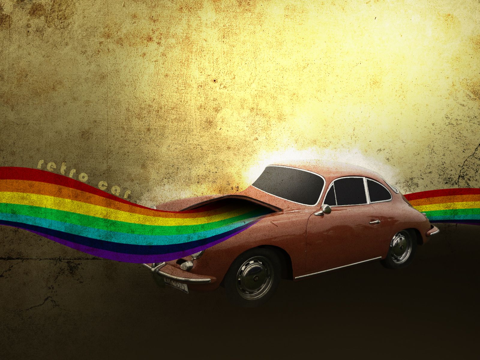 Auto vintage con arcobaleno, 1600x1200 HD, Lenovo Legion
